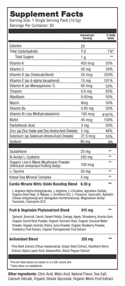 Cardio Miracle Nitric Oxide Supplement 30-Pack Sticks | Beet Root, L-Arginine & L-Citrulline - Image 7