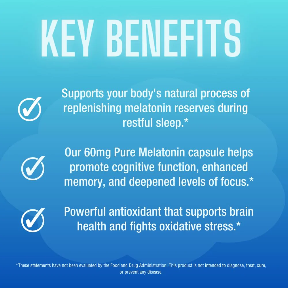 CAREFAST Pure Melatonin 60mg – 120 Capsules | Sleep Aid, Non-Habit Forming - Image 5