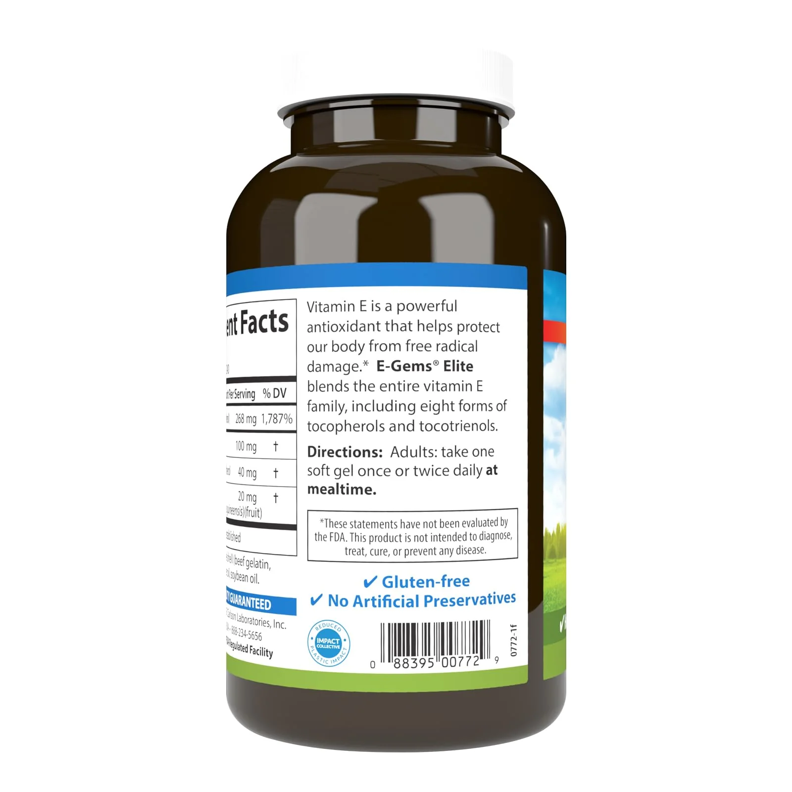 Carlson E-Gems Elite 400 IU Vitamin E | Heart Health & Antioxidant | 240 Softgels - Image 3