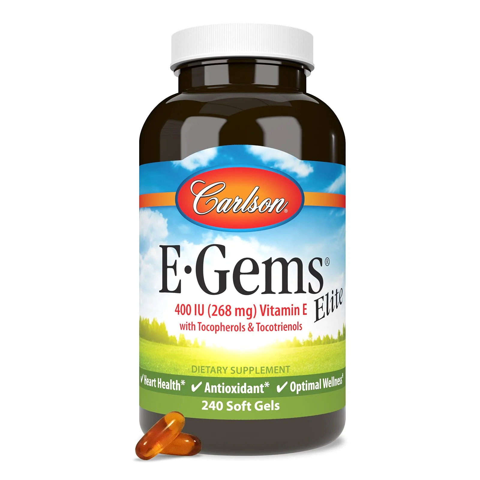 Carlson E-Gems Elite 400 IU Vitamin E | Heart Health & Antioxidant | 240 Softgels - Image 5