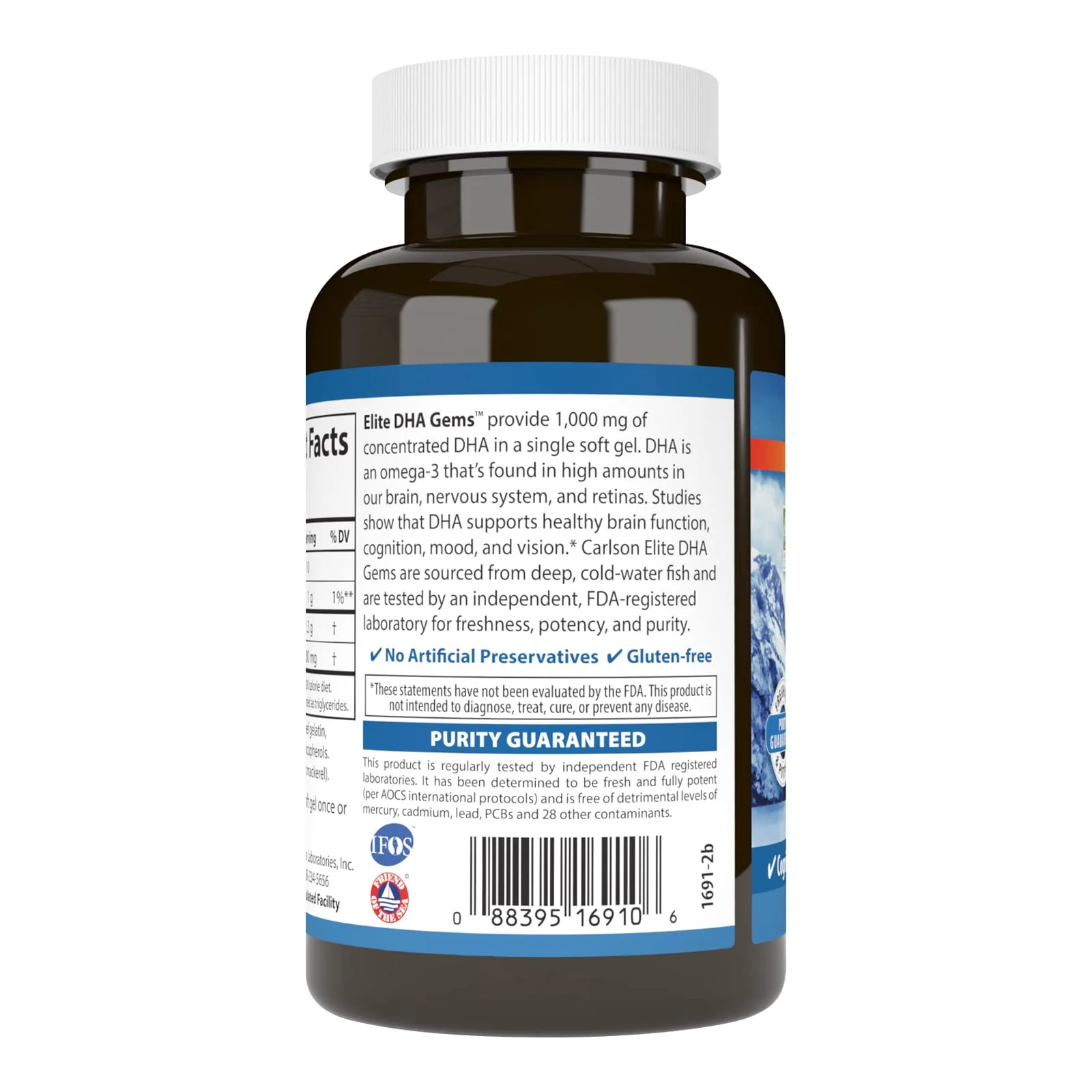 Carlson Elite DHA Gems 1000 mg DHA – Wild-Caught, Sustainably Sourced, 60 Softgels - Image 4