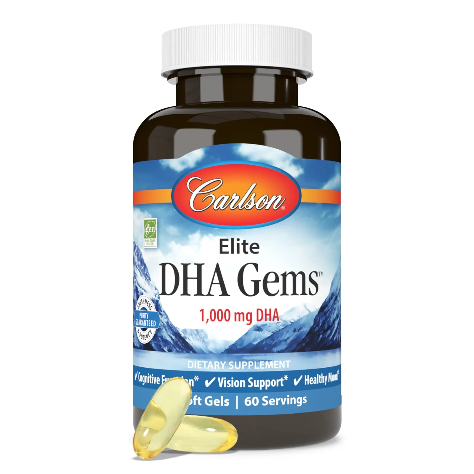 Carlson Elite DHA Gems 1000 mg DHA – Wild-Caught, Sustainably Sourced, 60 Softgels - Image 6