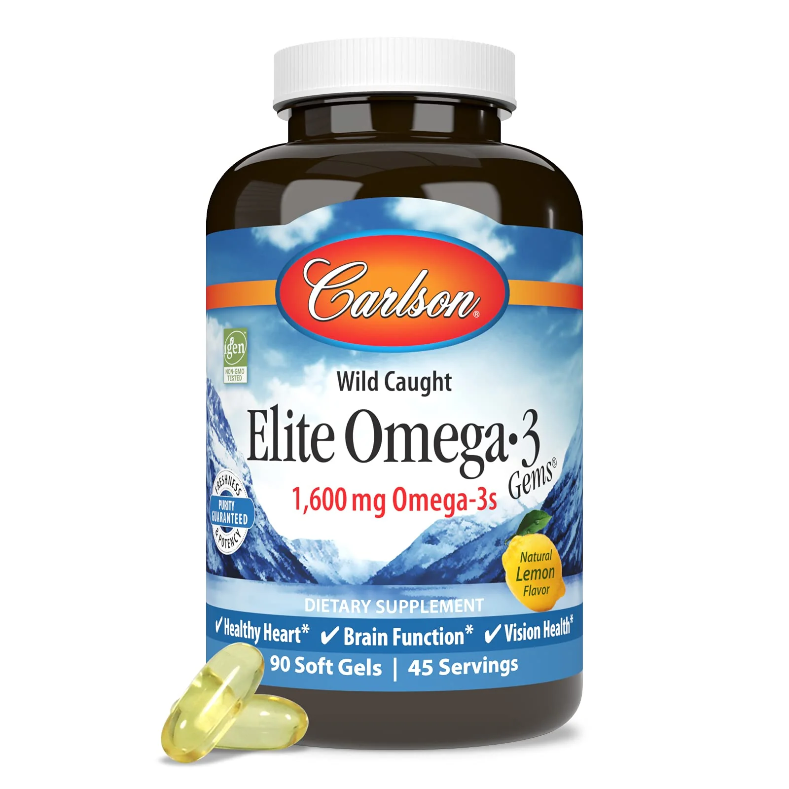 Carlson Elite Omega-3 Gems – 1600 mg EPA & DHA, Wild-Caught Norwegian Fish Oil, Lemon Flavor, 90 Softgels - Image 12