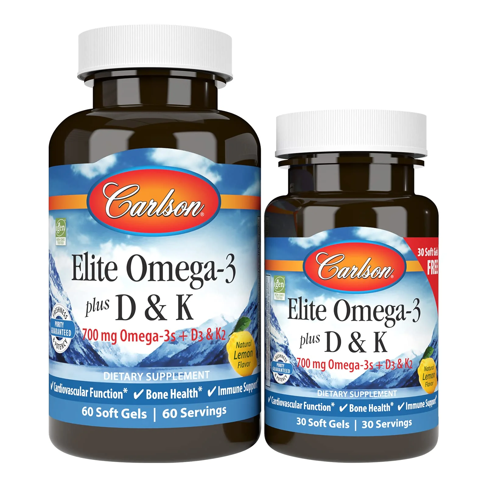 Carlson Elite Omega-3 Plus D & K - 700 mg EPA/DHA + D3 & K2, Lemon | Bone Health & Immune Support - Image 7