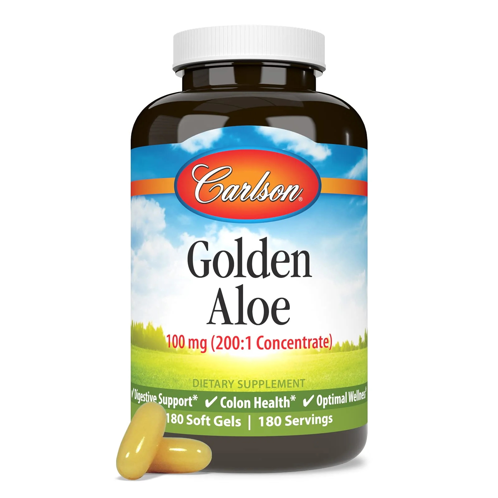 Carlson Golden Aloe 100 mg (200:1) Digestive Support & Colon Health – 180 Softgels - Image 5
