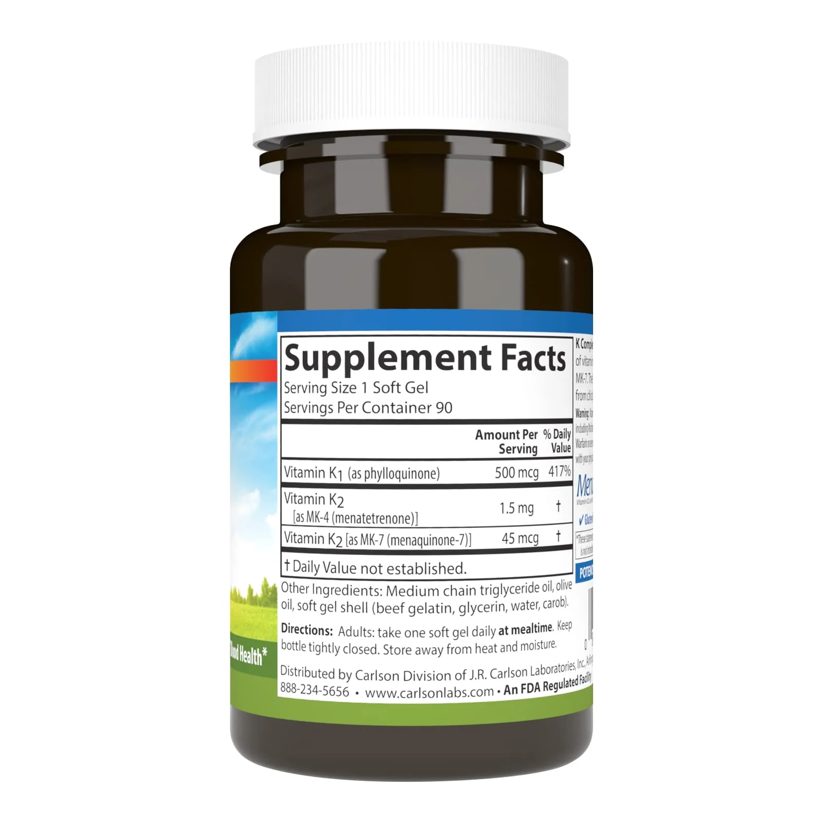 Carlson Labs K Complete Softgels – 90 Count (K1, K2 MK-4 & MK-7) - Image 2