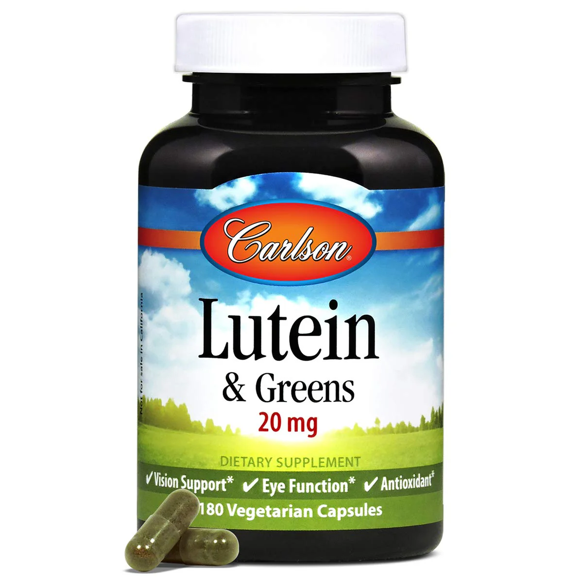 Carlson Lutein & Greens 20 mg - Vision Support & Eye Function - 180 Vegetarian Capsules - Image 6