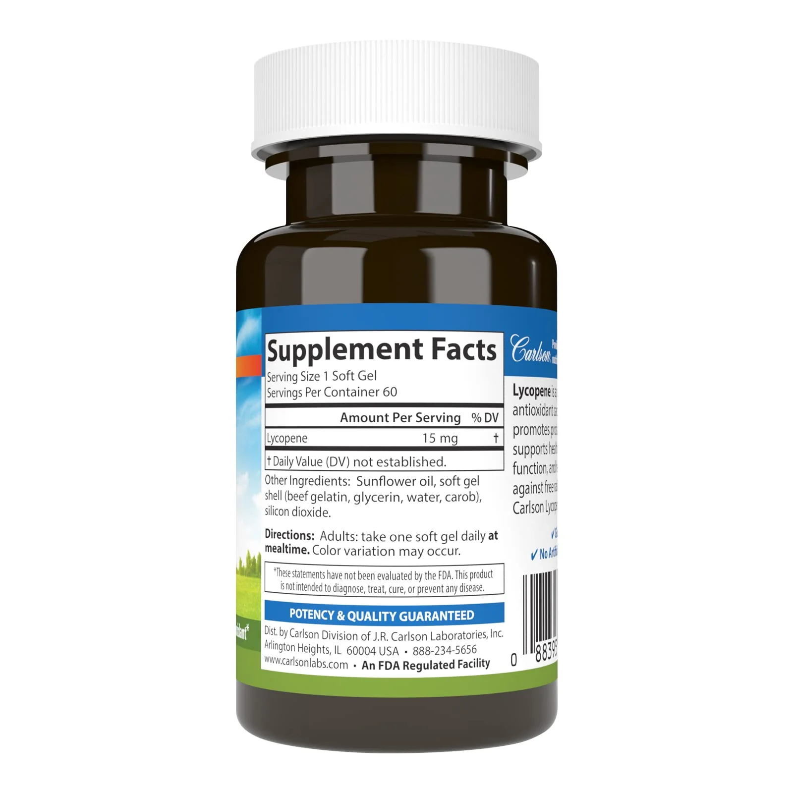 Carlson Lycopene 15 mg – Tomato-Free Prostate Health & Circulation Support (60 Softgels, Pack of 2) - Image 2