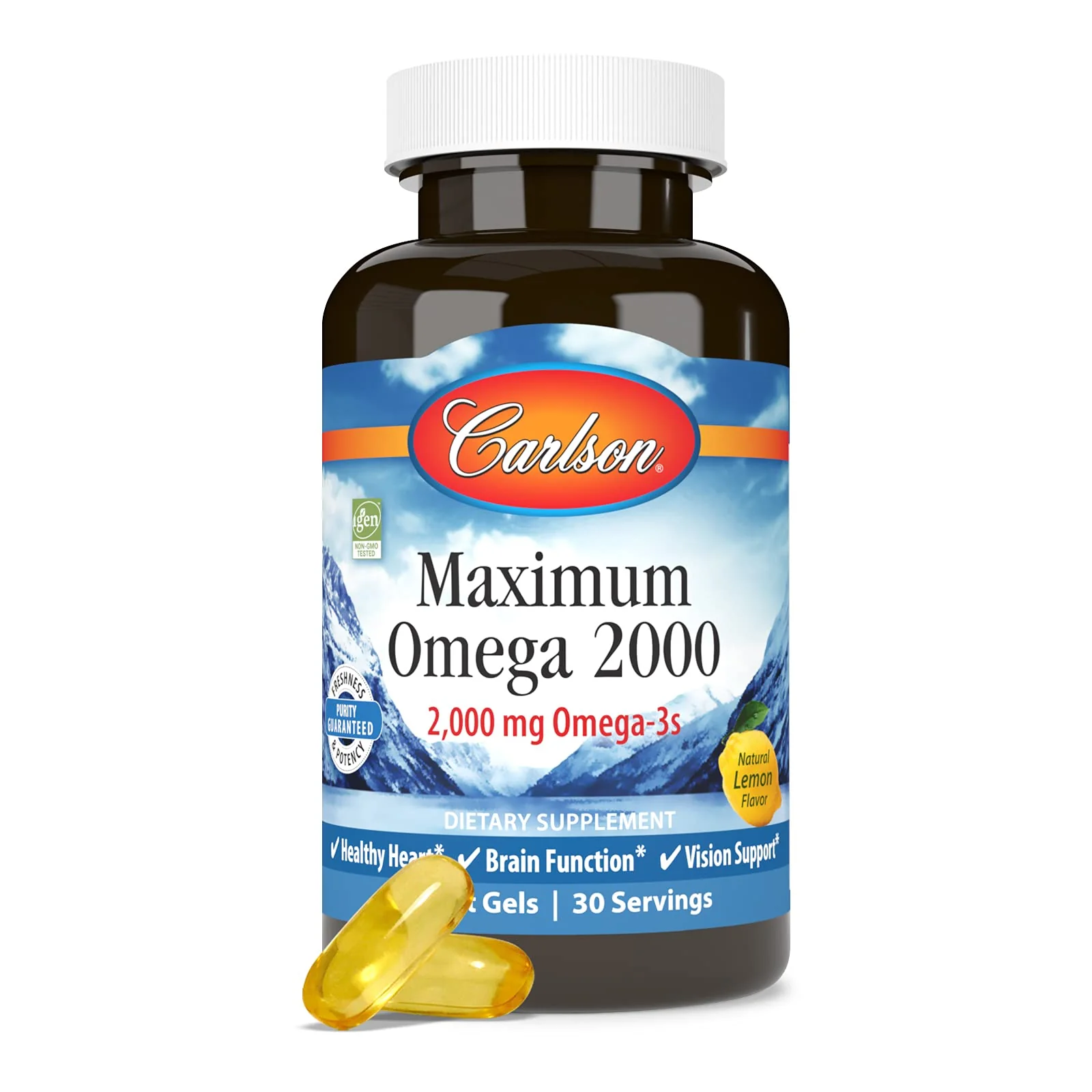 Carlson Maximum Omega 2000 - 2000 mg Omega-3 (EPA/DHA), Wild-Caught Norwegian Lemon Softgels - Image 5