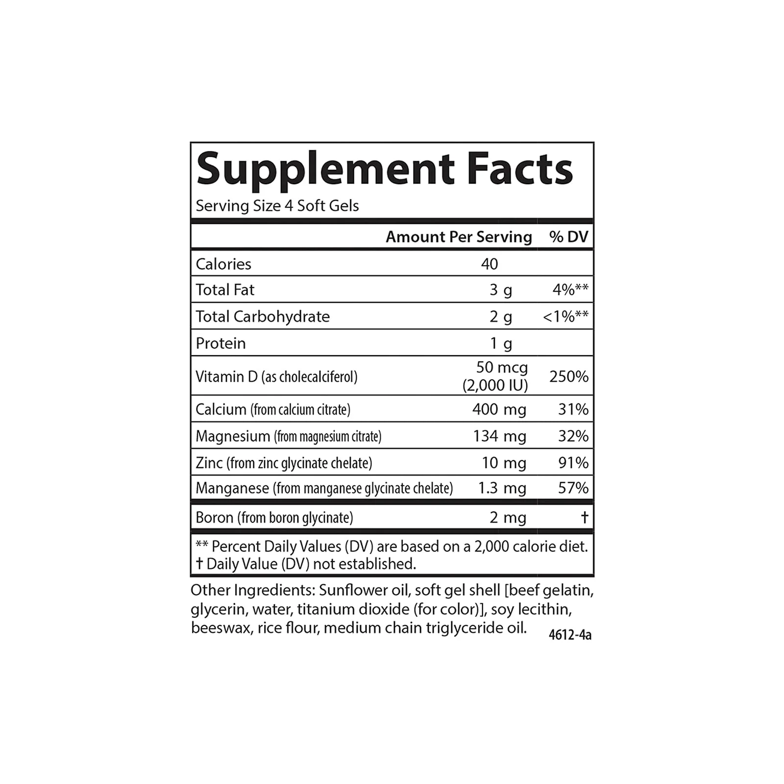 Carlson Nutra-Support Bone Calcium, Magnesium & Vitamin D3 – 180 Softgels - Image 4