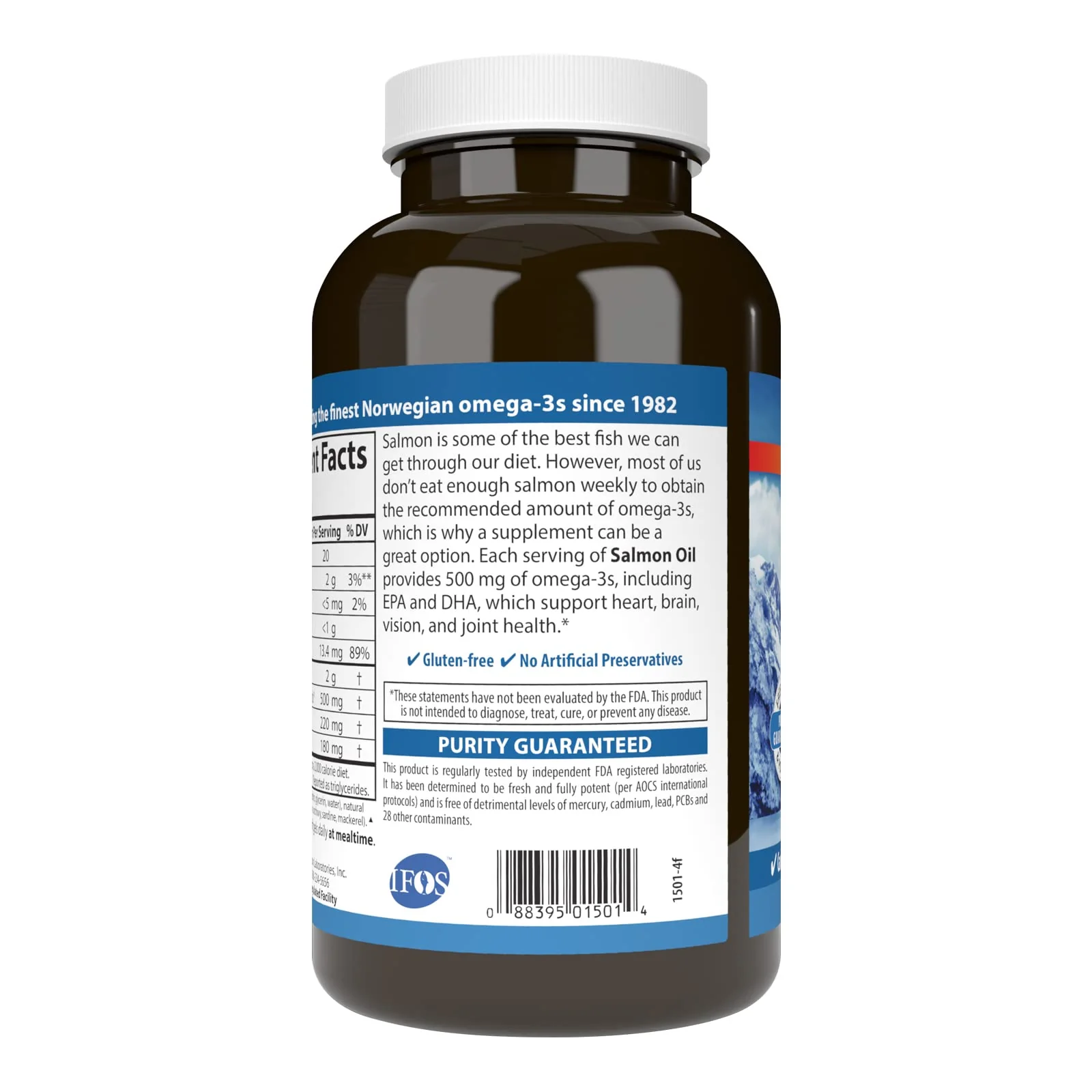 Carlson Salmon Oil 500 mg Omega-3 — Norwegian Wild-Caught, Sustainably Sourced, 180 Softgels - Image 10