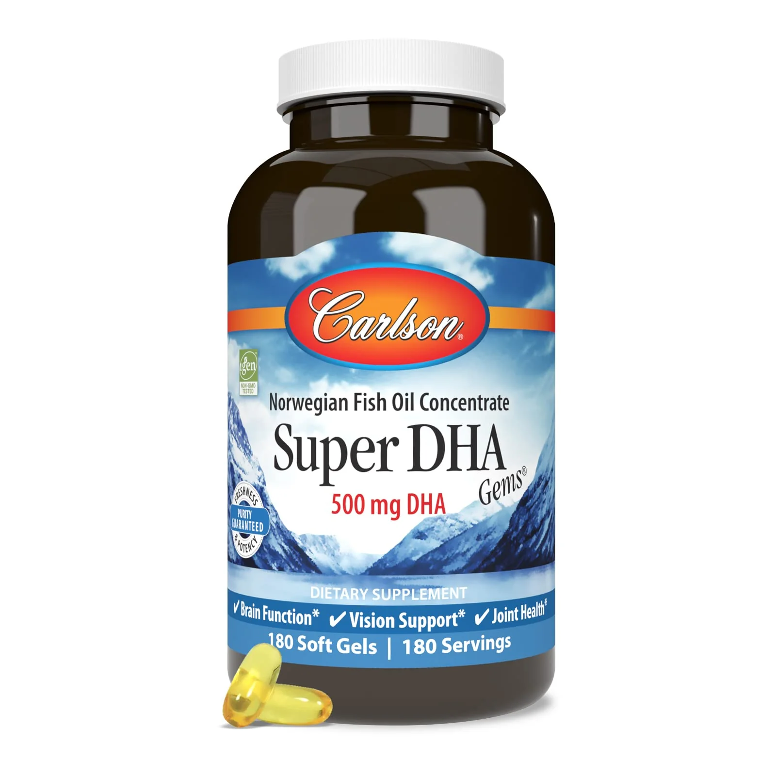 Carlson Super DHA Gems – 500 mg DHA, Wild-Caught Arctic Omega-3, 180 Softgels - Image 14
