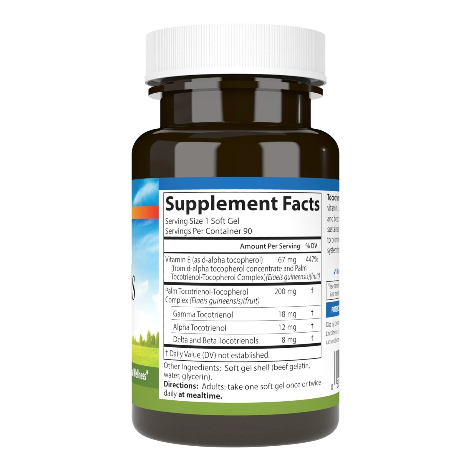 Carlson Tocotrienols 40 mg – Natural Vitamin E, 90 Softgels - Image 2