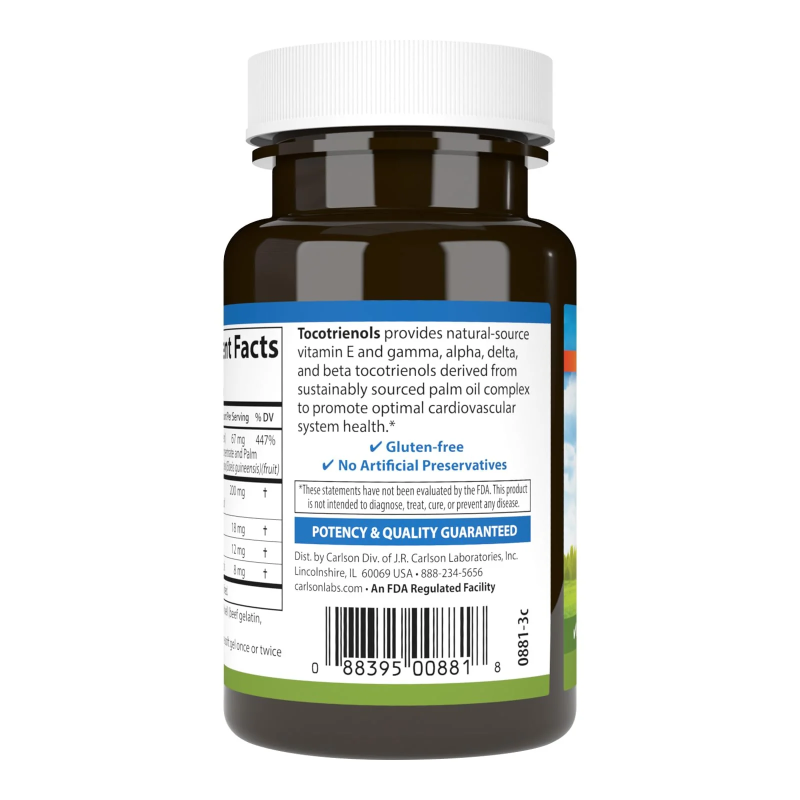 Carlson Tocotrienols 40 mg – Natural Vitamin E, 90 Softgels - Image 3