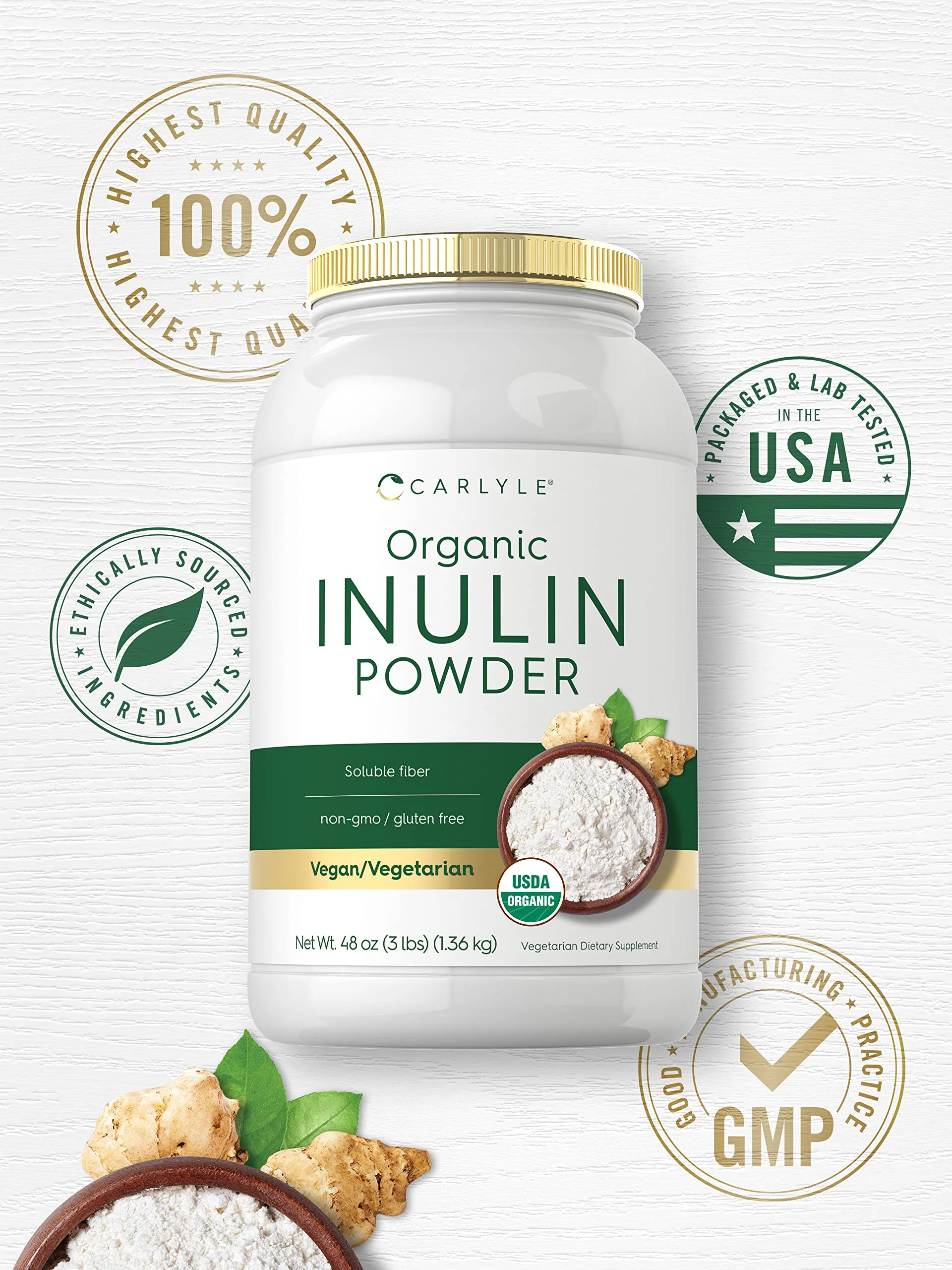 Carlyle Organic Inulin Powder 48oz | Prebiotic Fiber from Jerusalem Artichoke | Vegan & Non-GMO - Image 12