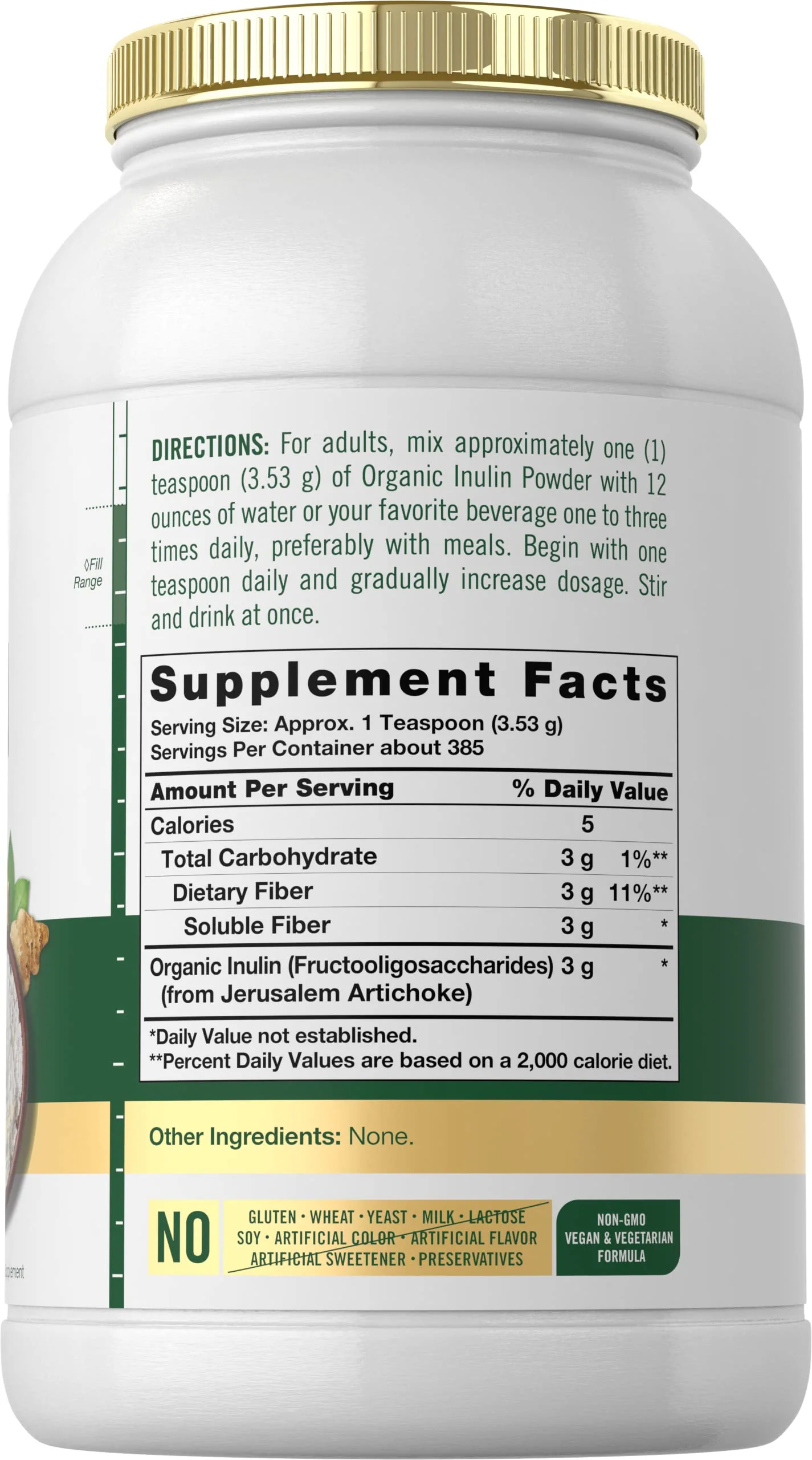 Carlyle Organic Inulin Powder 48oz | Prebiotic Fiber from Jerusalem Artichoke | Vegan & Non-GMO - Image 2