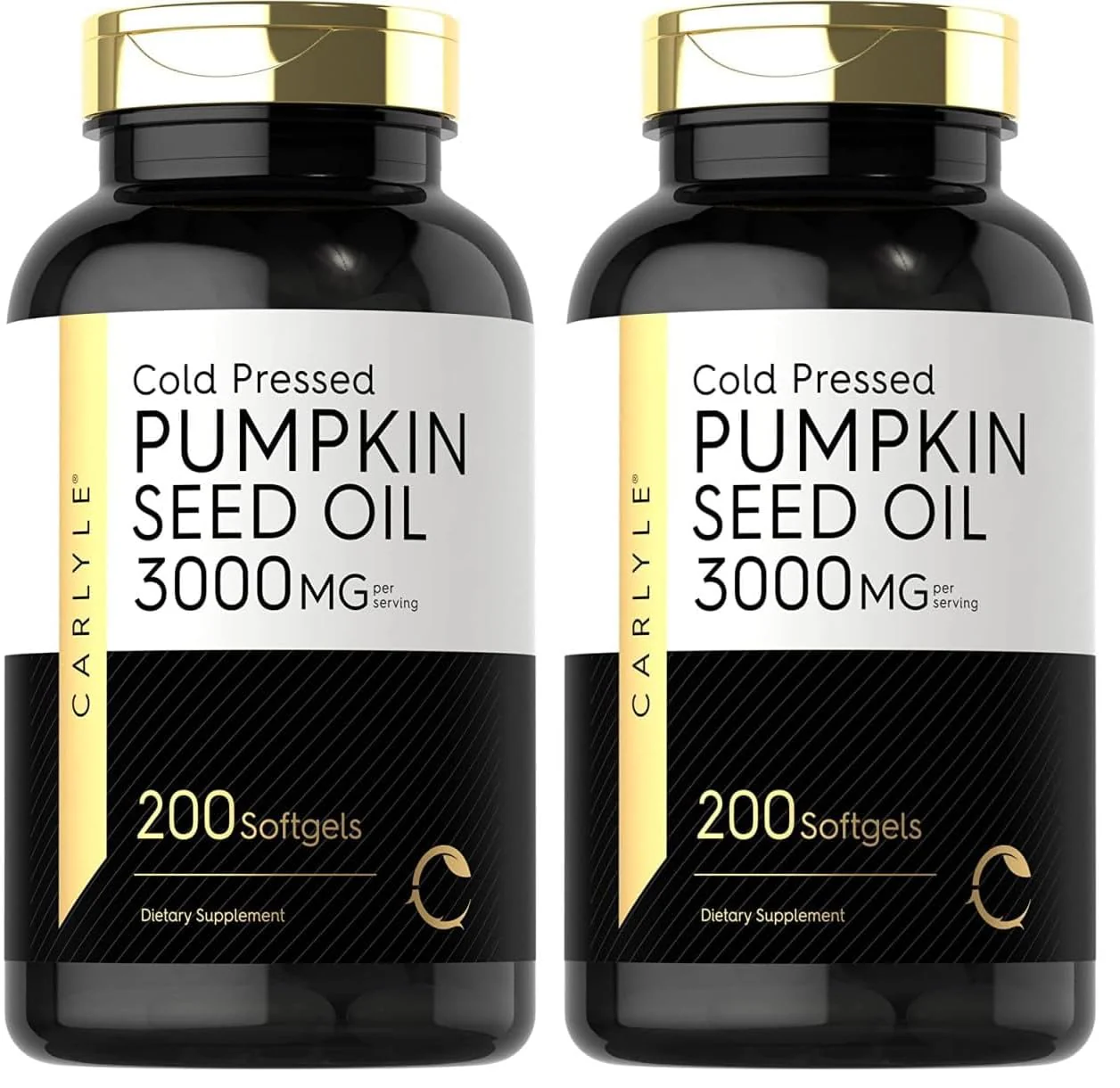 Carlyle Pumpkin Seed Oil 3000mg - 200 Softgels - Non-GMO, Gluten Free, Cold-Pressed - Pack of 2