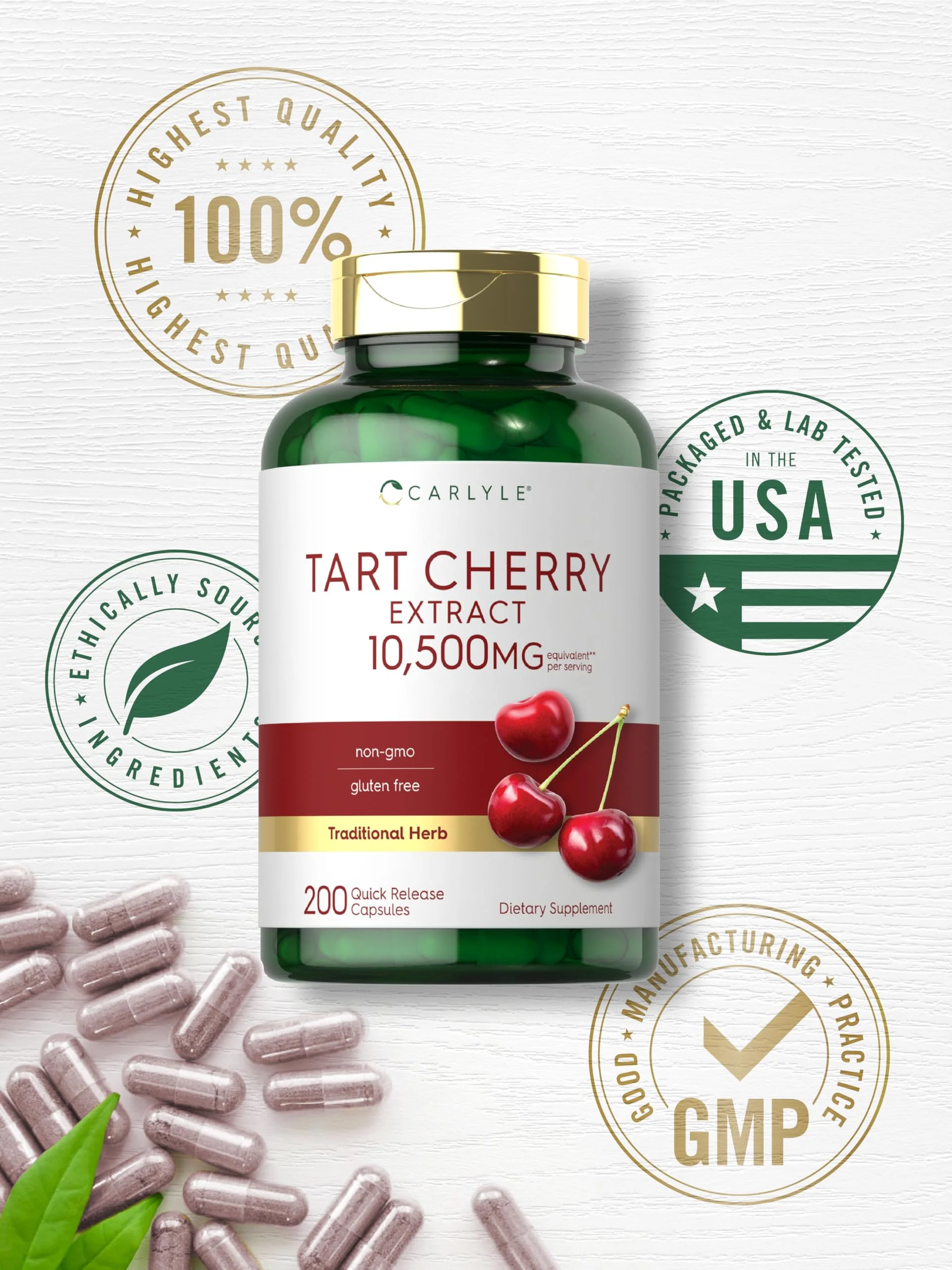 Carlyle Tart Cherry Capsules – 10,500mg, Pack of 2 | Non-GMO, Gluten Free | Tart Cherry Juice Extract - Image 14