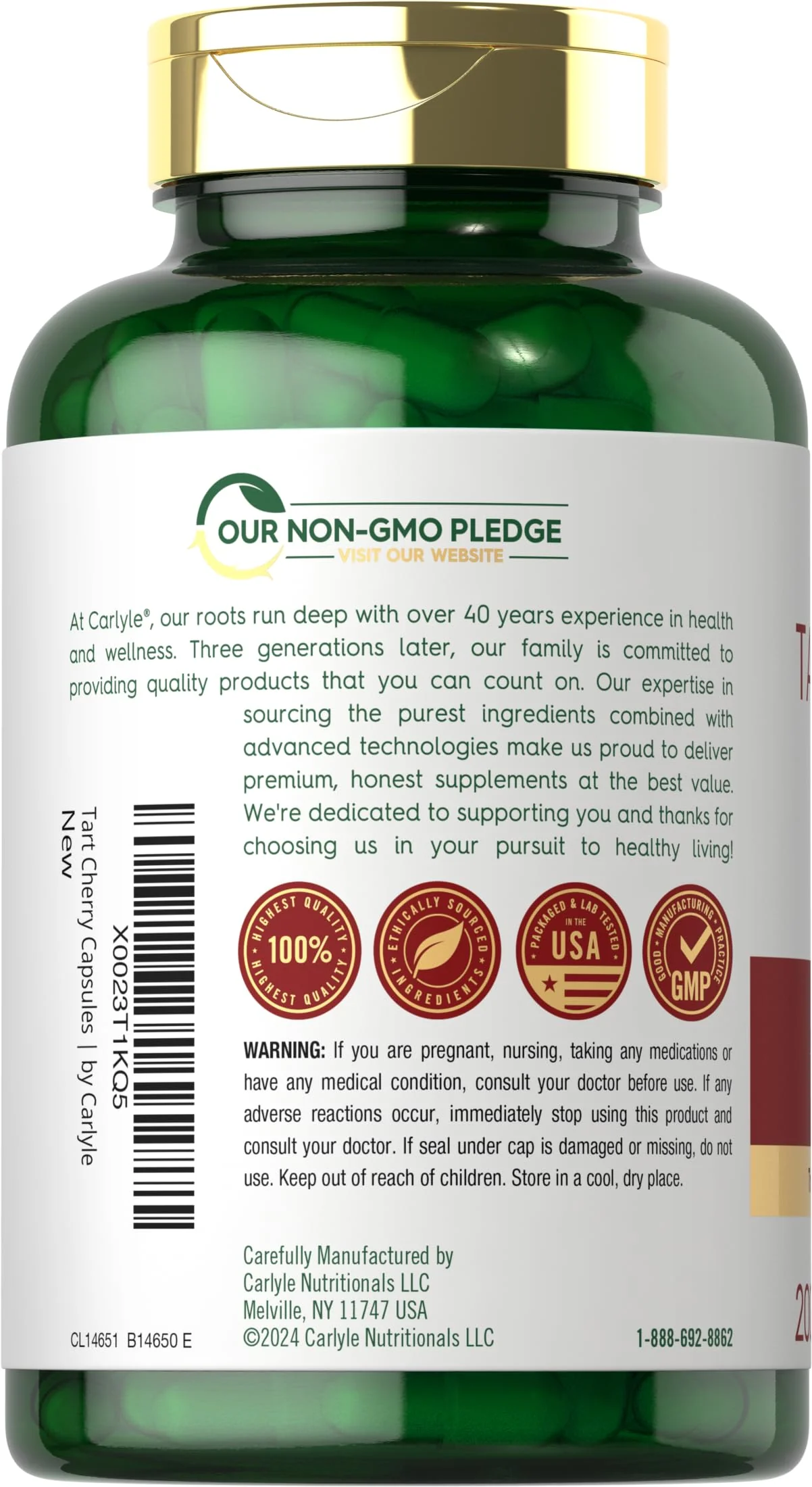 Carlyle Tart Cherry Capsules – 10,500mg, Pack of 2 | Non-GMO, Gluten Free | Tart Cherry Juice Extract - Image 4