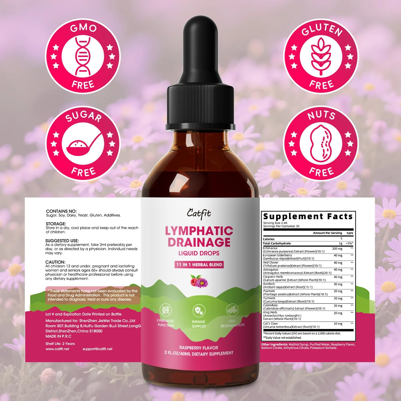 Catfit Lymphatic Drainage Drops – Immune & Lymphatic Support, Detox & Liver Health (4 Fl Oz) - Image 8