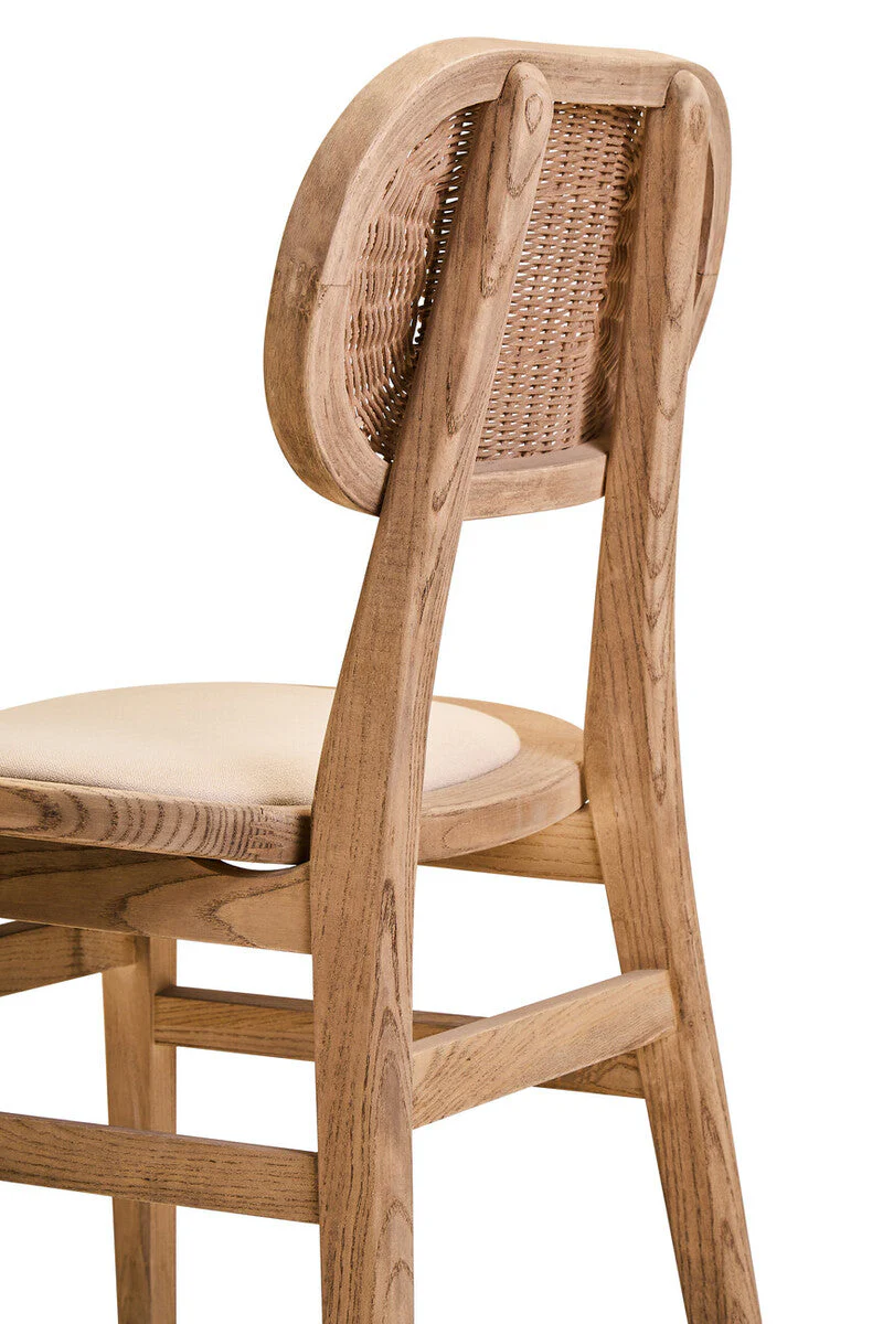 Cebu Beige Fabric and Grey Wash Elm Wood Dining Chair - Image 10