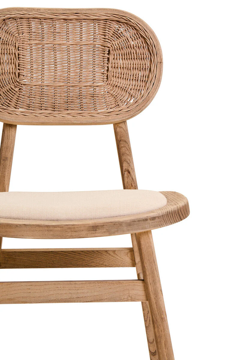Cebu Beige Fabric and Grey Wash Elm Wood Dining Chair - Image 6