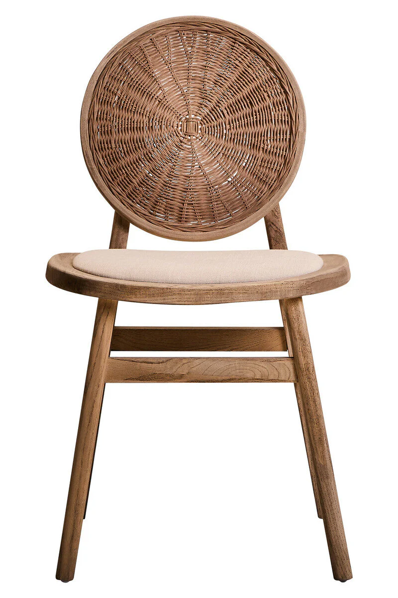 Cebu Beige Fabric and White Wash Elm Wood Dining Chair - Image 2