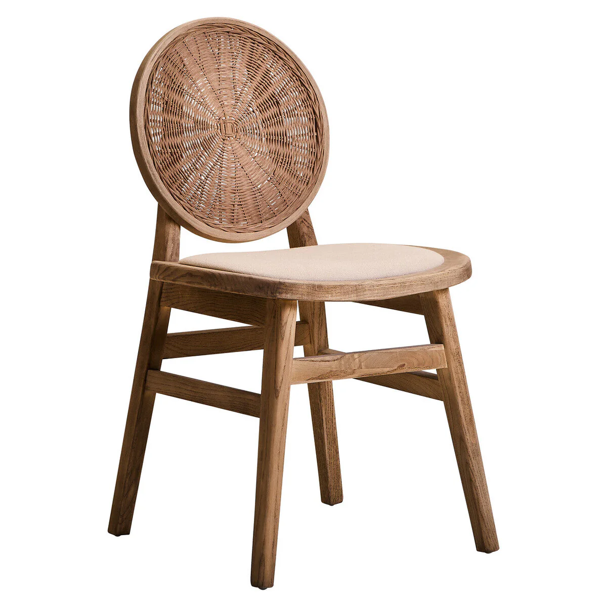 Cebu Beige Fabric and White Wash Elm Wood Dining Chair - Image 3