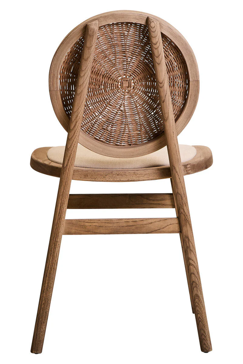 Cebu Beige Fabric and White Wash Elm Wood Dining Chair - Image 5