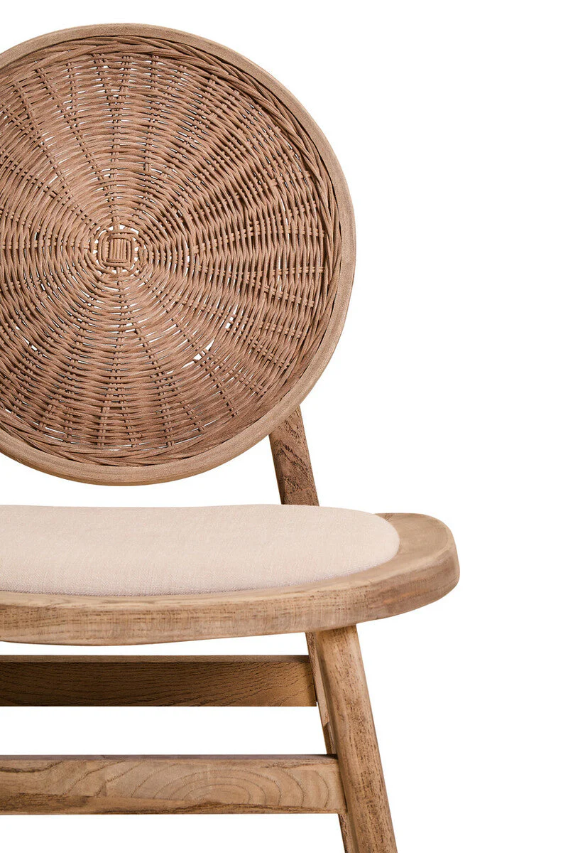 Cebu Beige Fabric and White Wash Elm Wood Dining Chair - Image 6