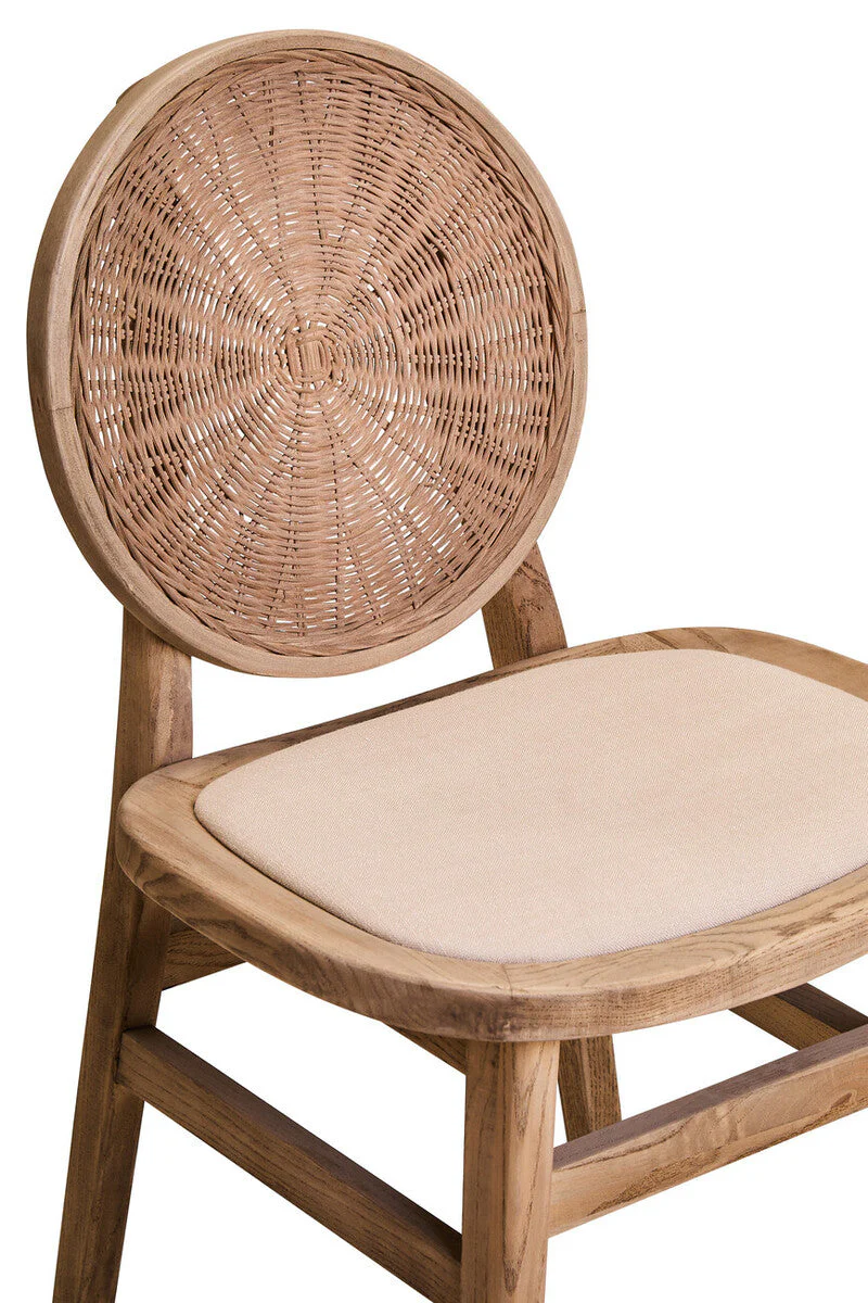 Cebu Beige Fabric and White Wash Elm Wood Dining Chair - Image 7