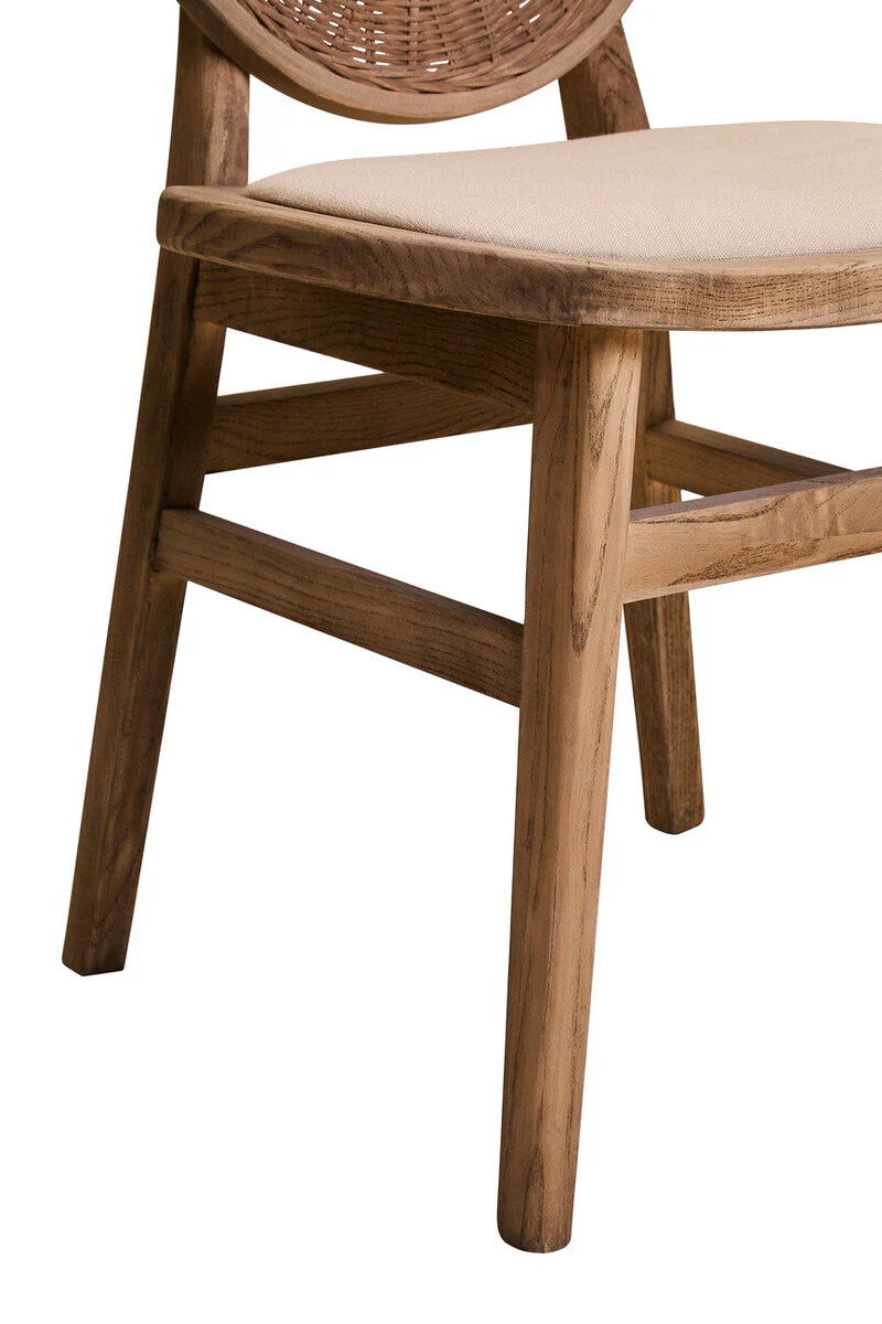 Cebu Beige Fabric and White Wash Elm Wood Dining Chair - Image 8