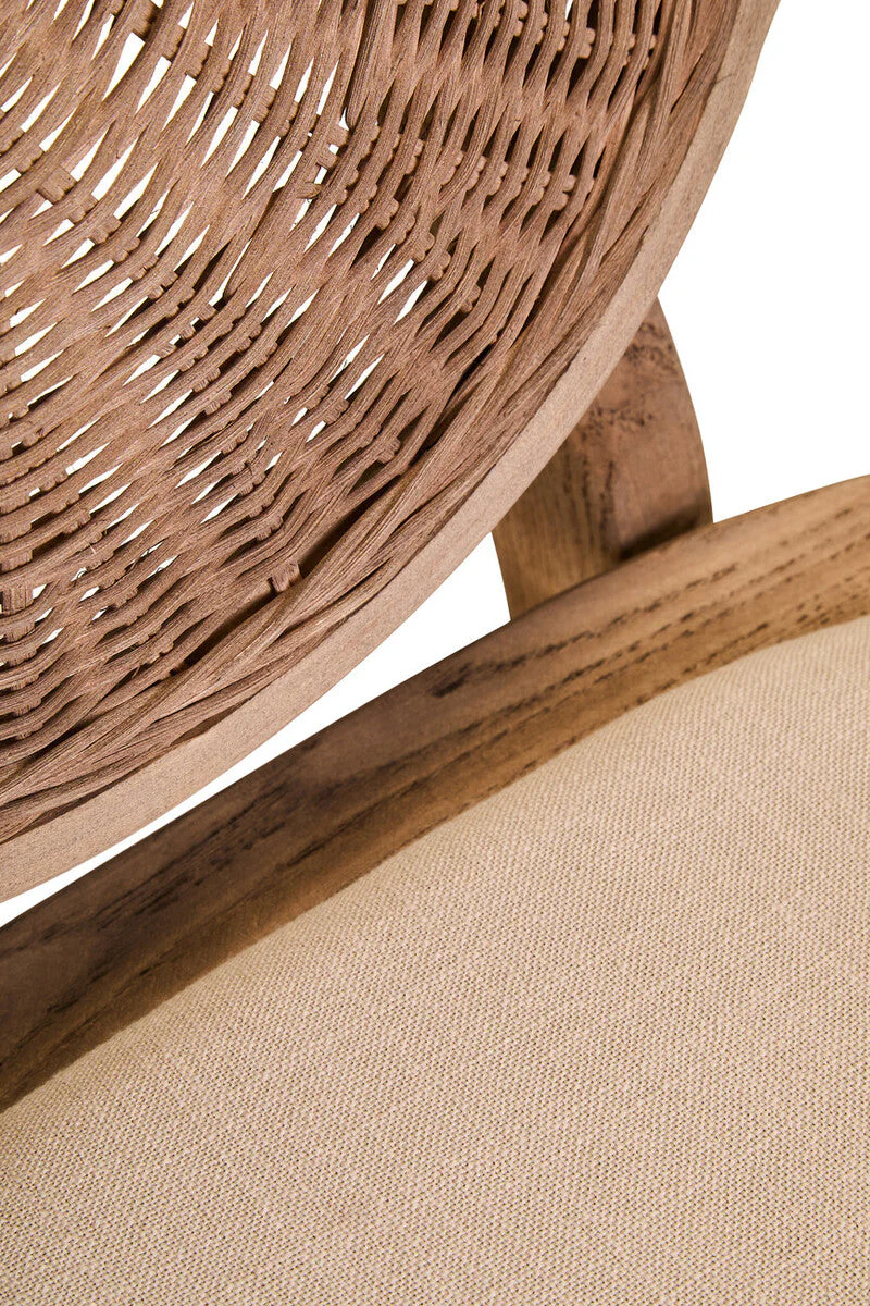 Cebu Beige Fabric and White Wash Elm Wood Dining Chair - Image 9