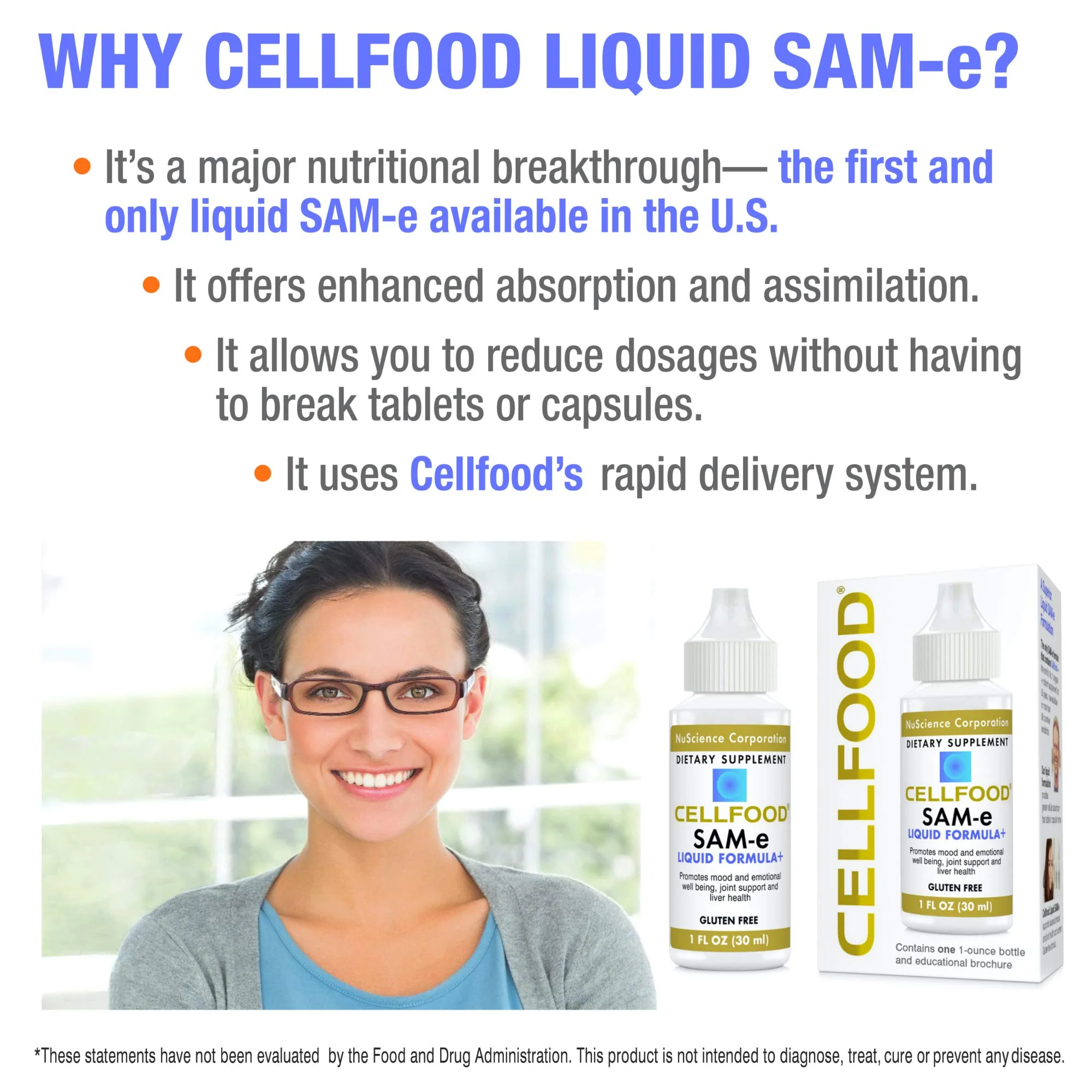 Cellfood SAM-e Liquid Formula+ | 1 fl oz Pack of 2 | Gluten Free & Non-GMO | Easier Absorption - Image 3