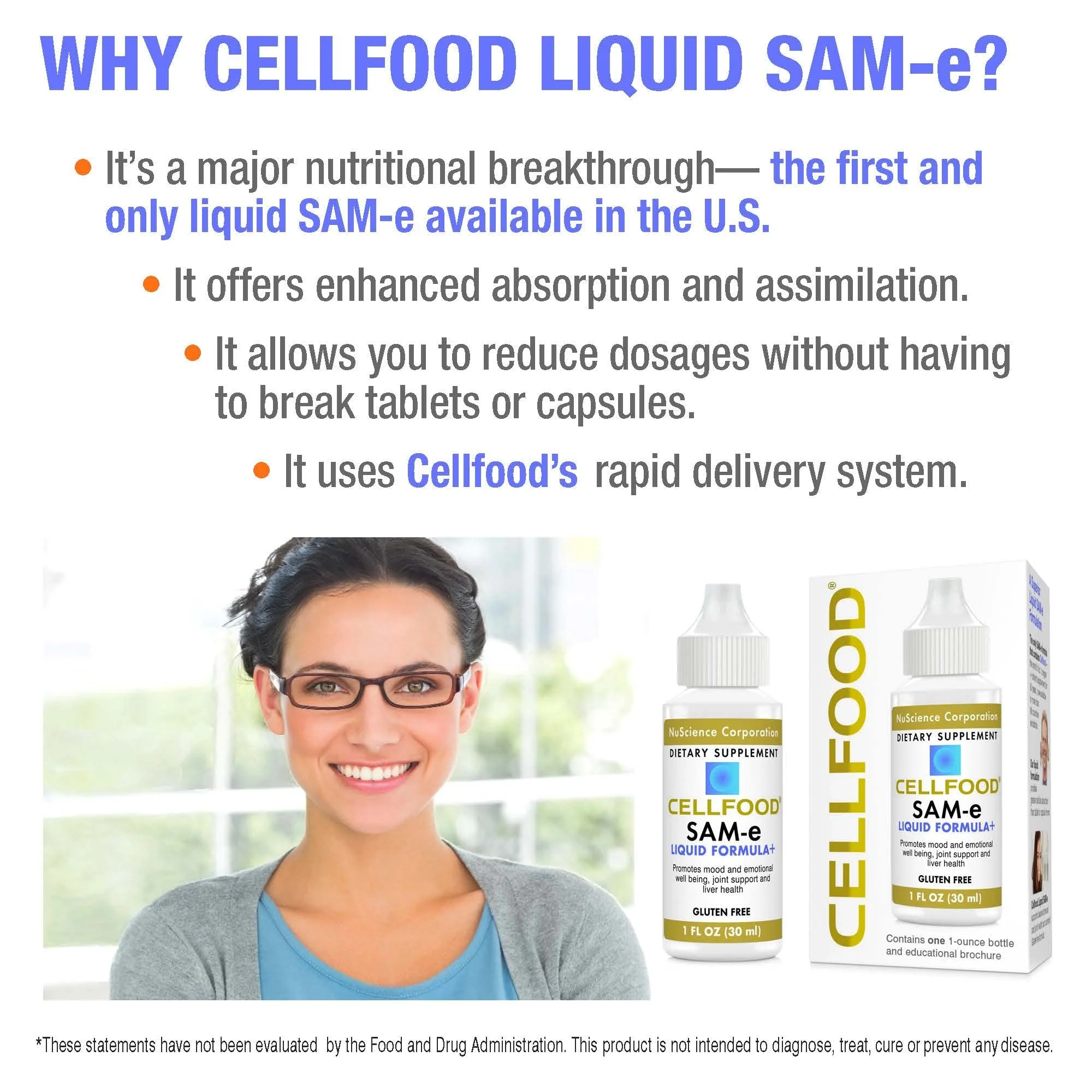 Cellfood SAM-e Liquid Formula+ 1 oz | Joint Support & Liver Health | Gluten Free, Non-GMO | 30-Day Supply - Image 2