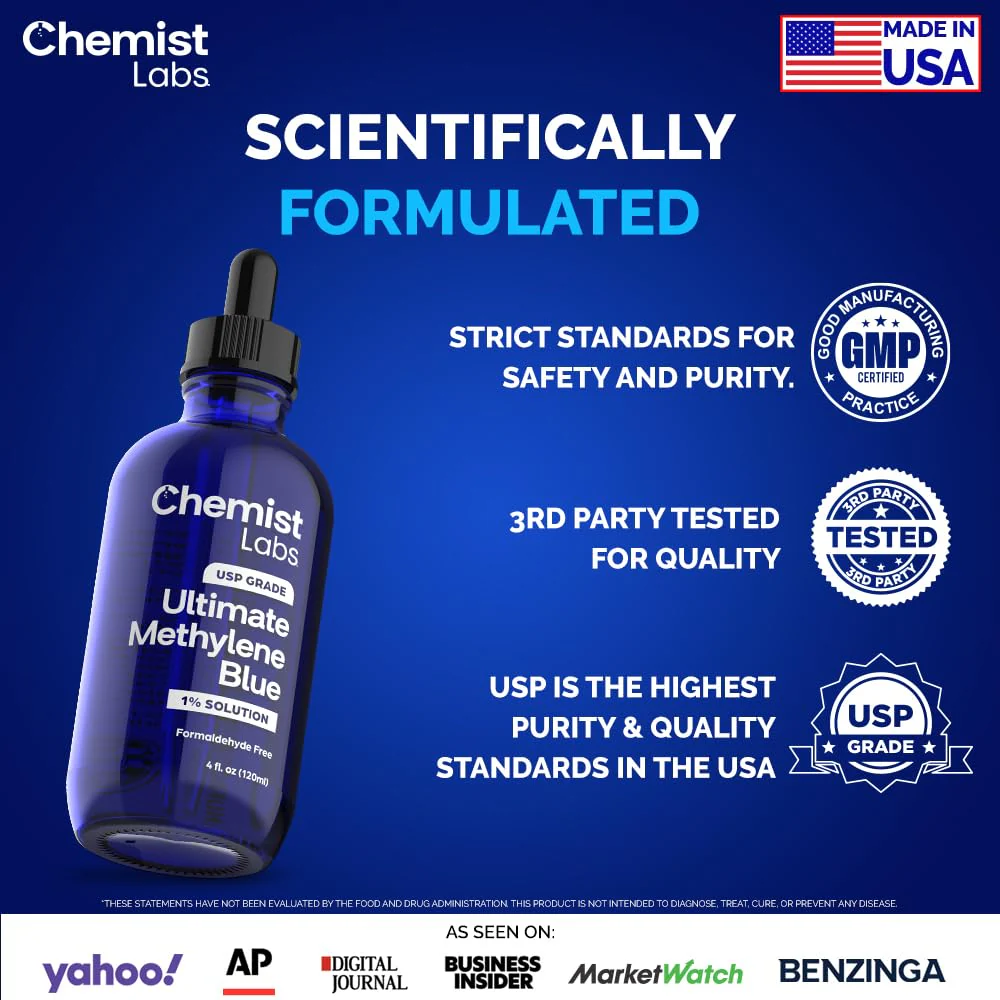 Chemist Labs 1% Methylene Blue Drops – Pharmaceutical Grade, USP, 4oz, USA - Image 2