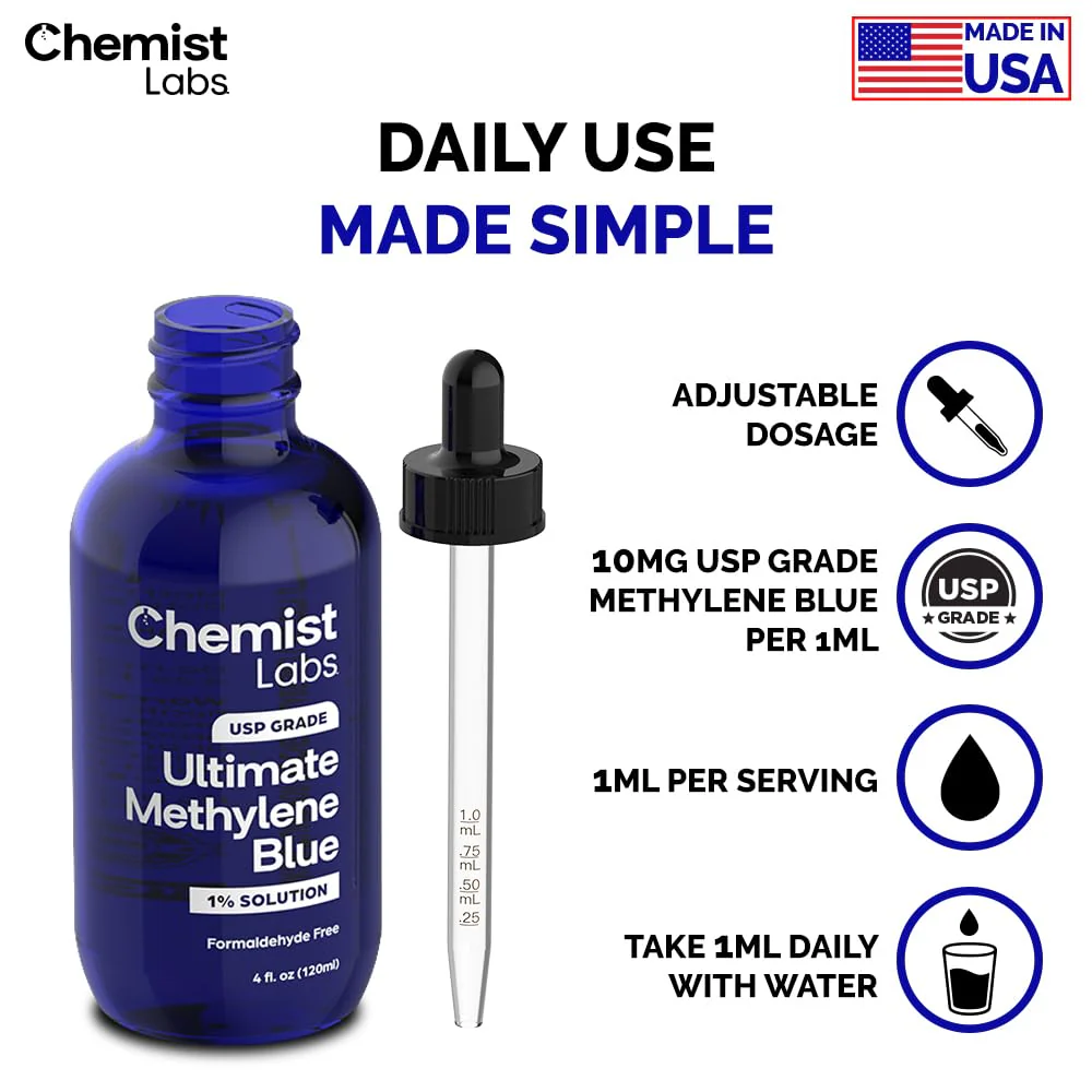 Chemist Labs 1% Methylene Blue Drops – Pharmaceutical Grade, USP, 4oz, USA - Image 5