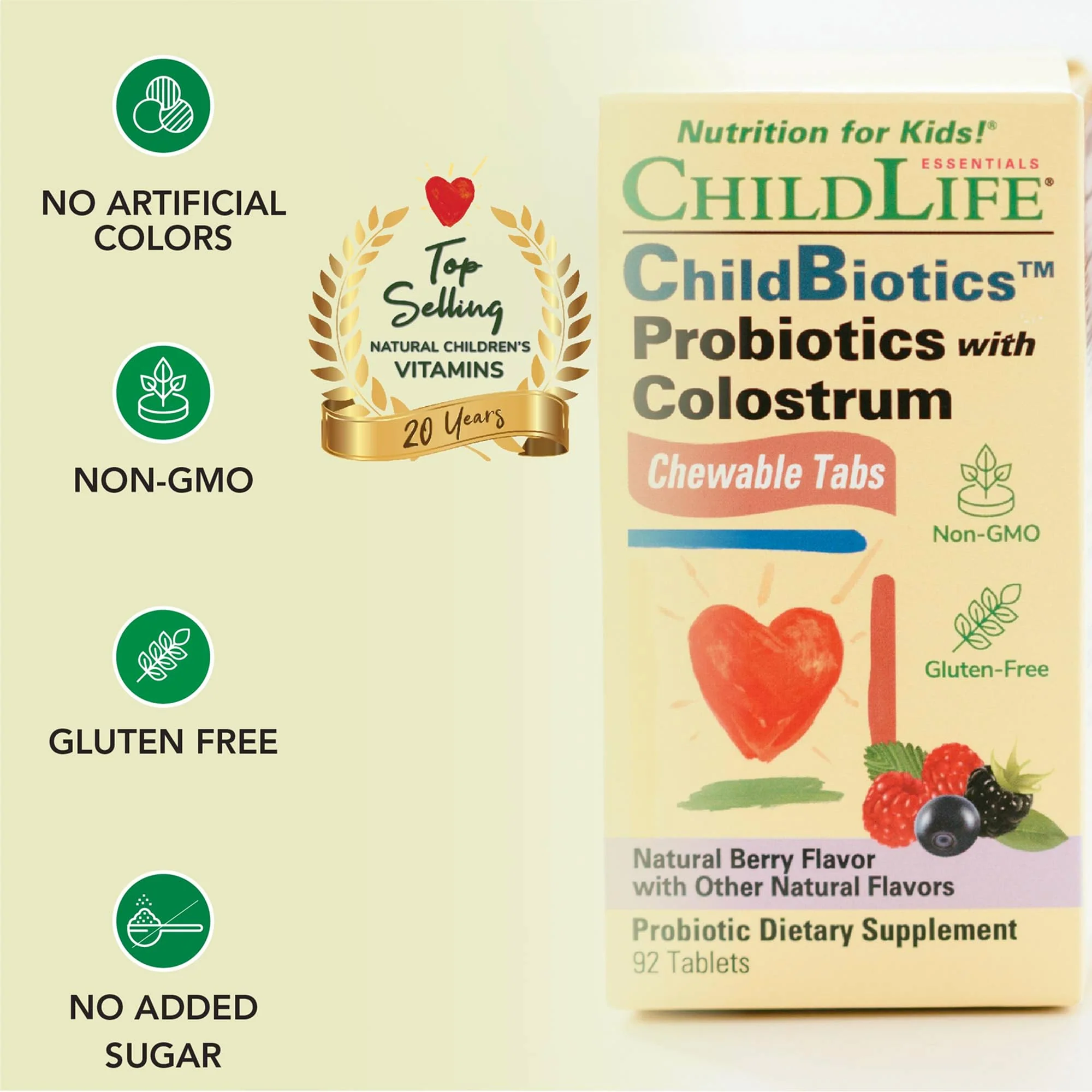 CHILDLIFE ESSENTIALS ChildBiotics with Colostrum – Probiotics for Kids, Berry Chewables, 92 Tablets (Pack of 2) - Image 11
