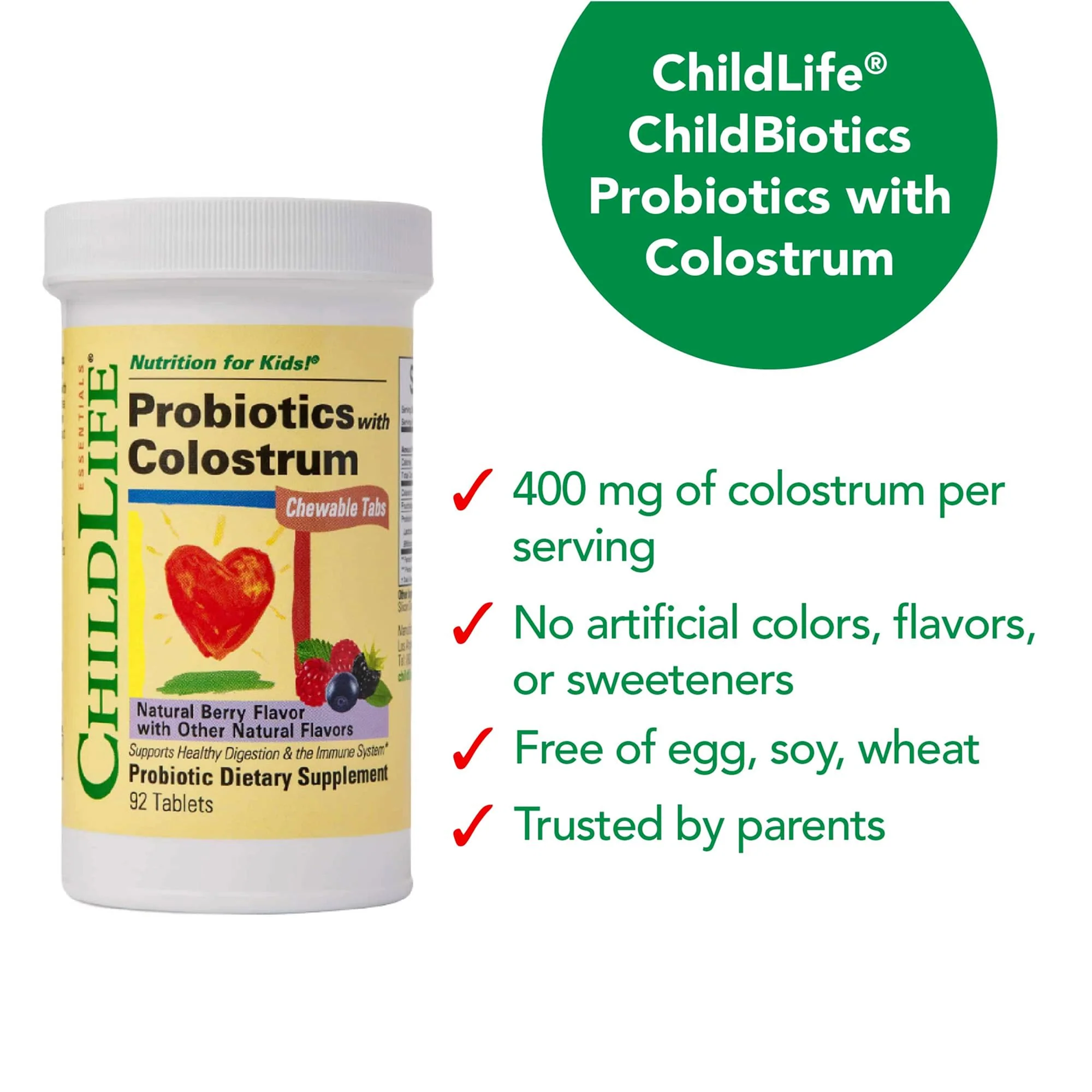 CHILDLIFE ESSENTIALS ChildBiotics with Colostrum – Probiotics for Kids, Berry Chewables, 92 Tablets (Pack of 2) - Image 6