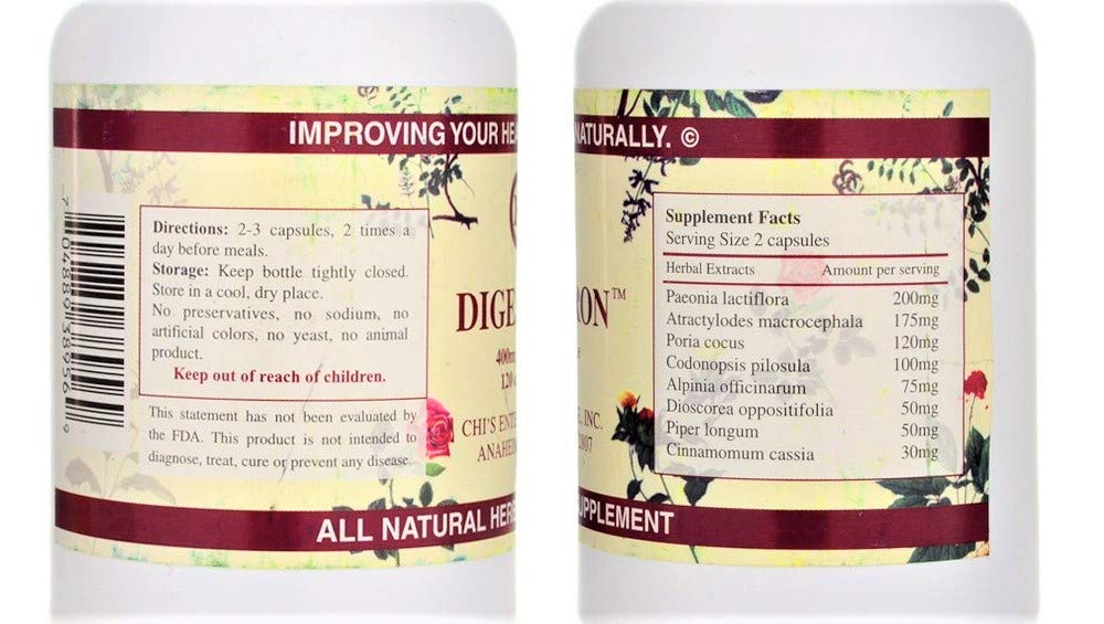 Chi's Enterprise Digestron 450mg per Capsule – 120 Capsules | Herbal Digestive Support - Image 2