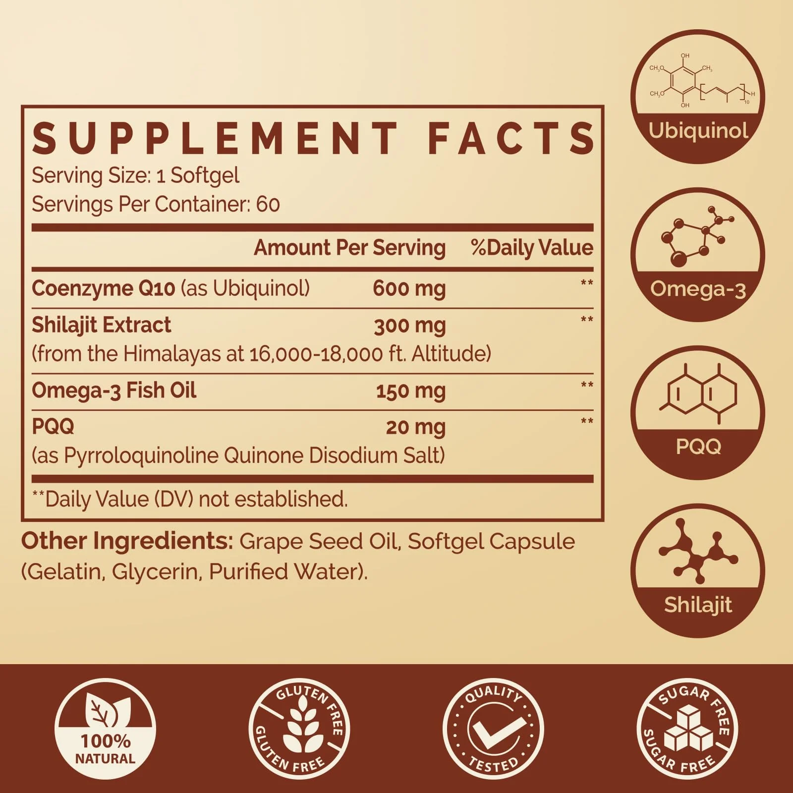 Ciaceae Ubiquinol CoQ10 600 mg Softgels with Omega-3 & Shilajit + PQQ – Dual-Delivery CoQ10 for Energy, Heart & Brain | 60 Servings - Image 2