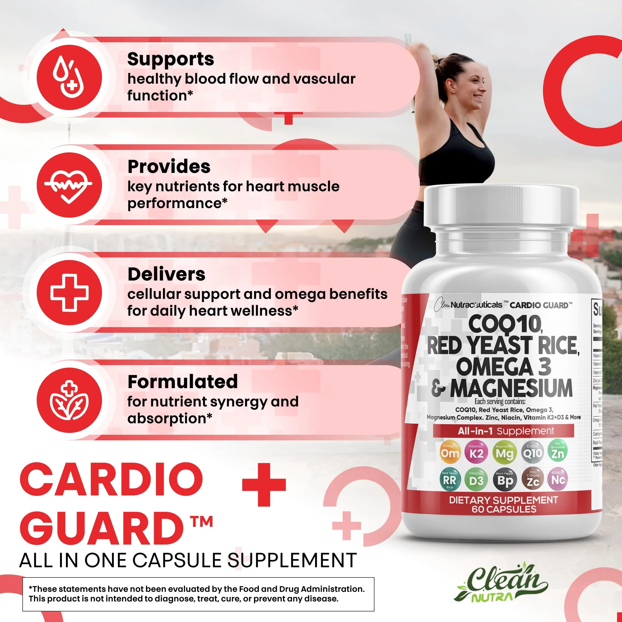 Clean Nutra CardioGuard: CoQ10 200mg + Red Yeast Rice | Omega-3, Mg, K2+D3 - Image 5