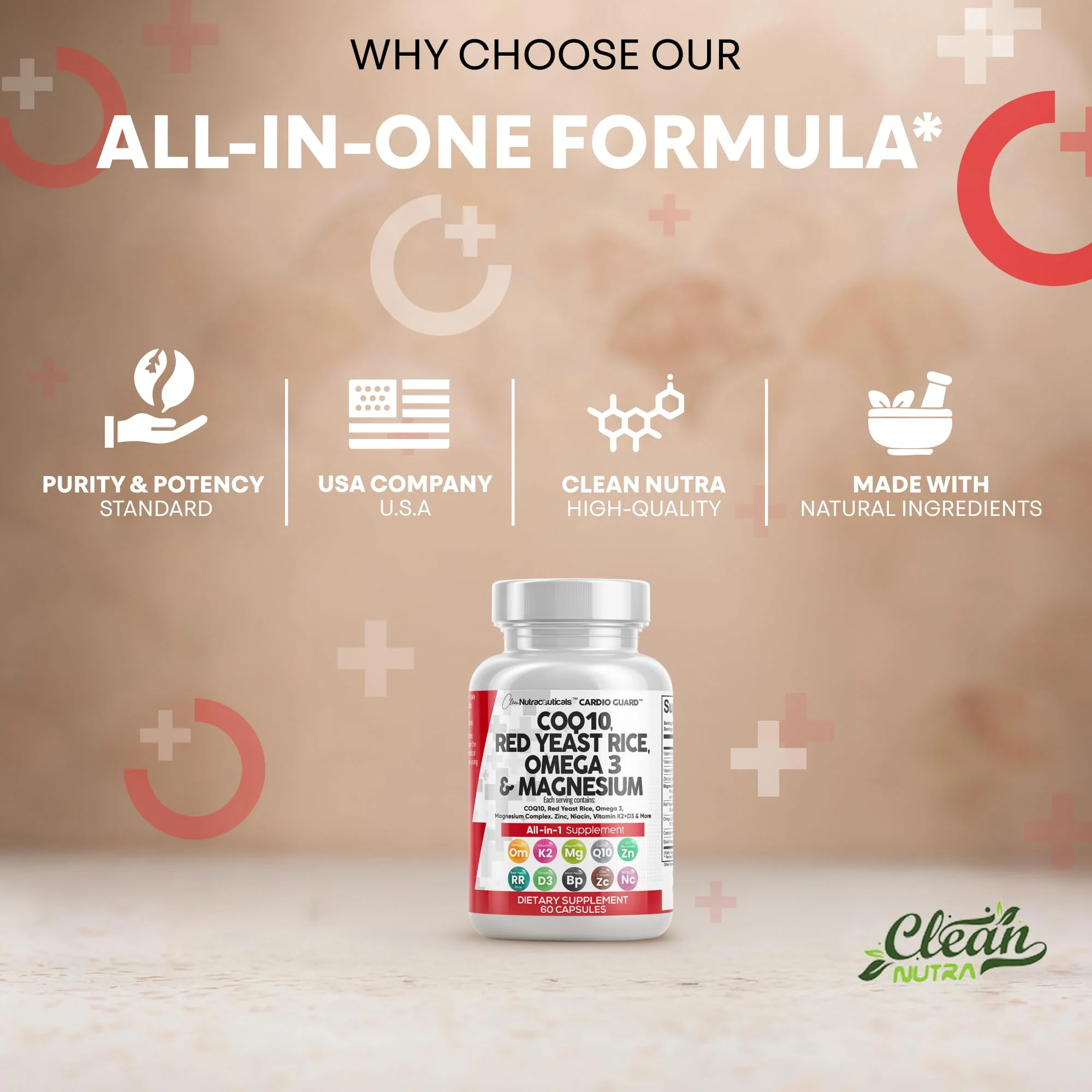 Clean Nutra CardioGuard: CoQ10 200mg + Red Yeast Rice | Omega-3, Mg, K2+D3 - Image 7