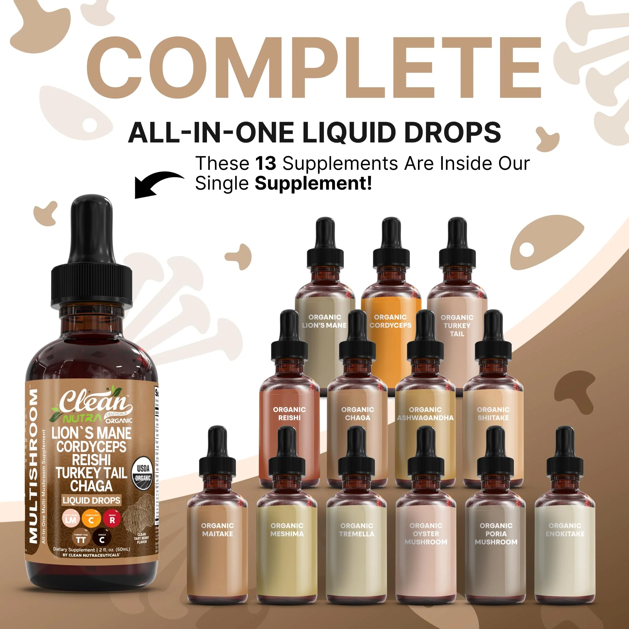 Clean Nutra Mushroom Liquid Drops | Lions Mane, Cordyceps, Reishi & Turkey Tail - Image 11