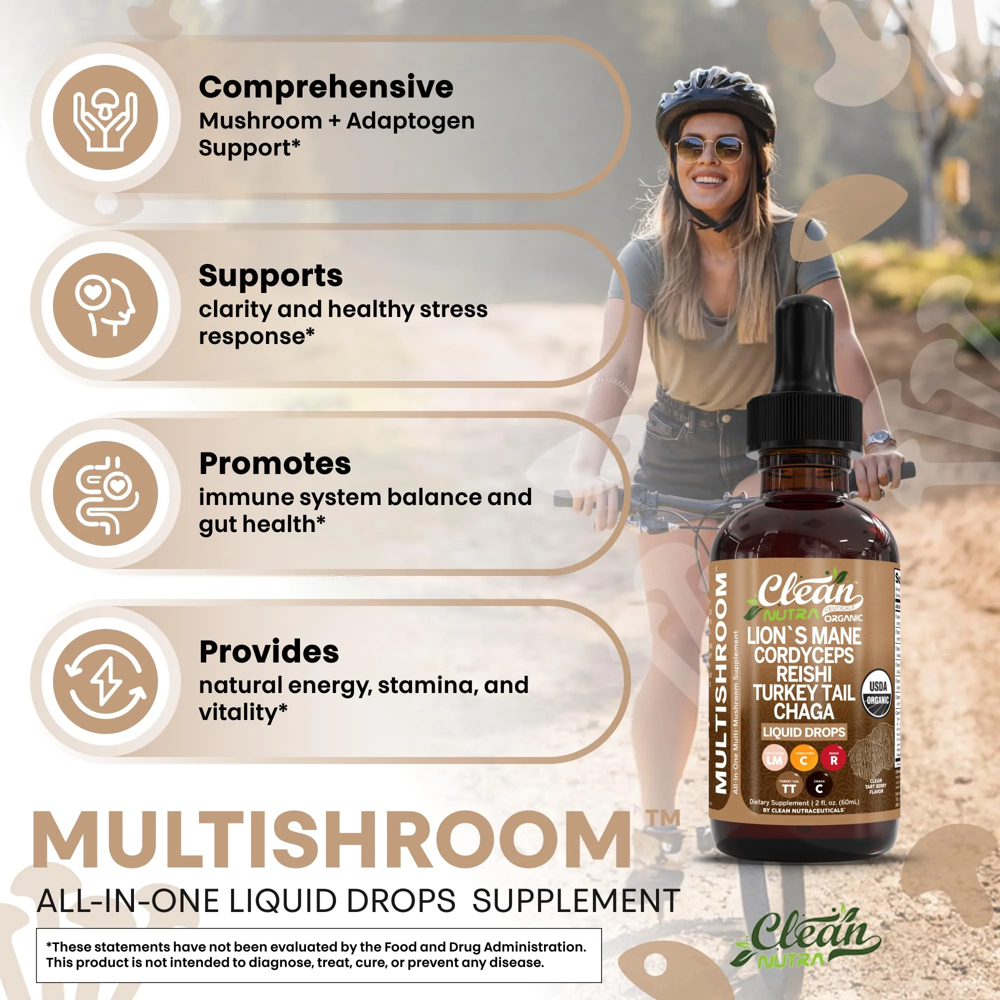 Clean Nutra Mushroom Liquid Drops | Lions Mane, Cordyceps, Reishi & Turkey Tail - Image 14