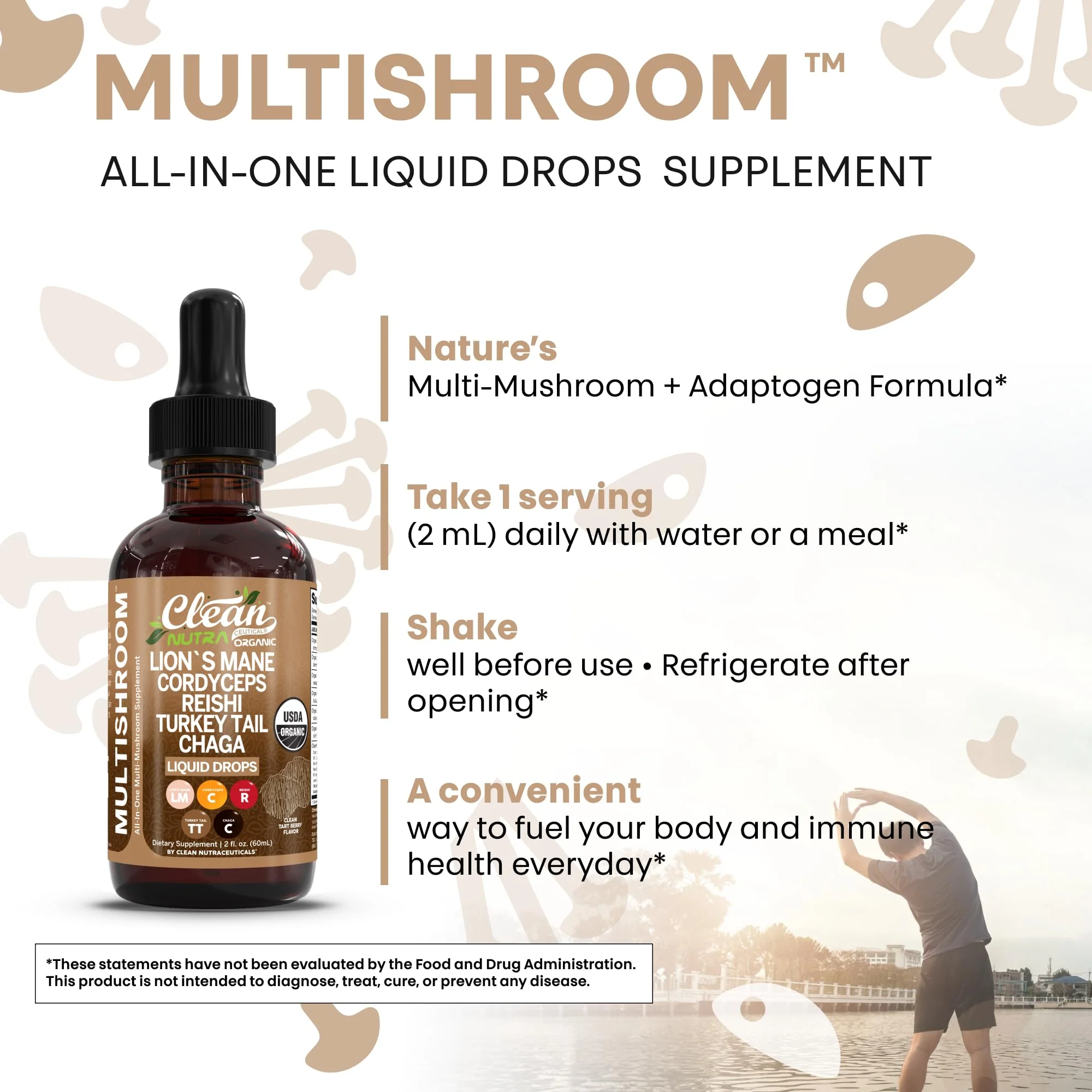 Clean Nutra Mushroom Liquid Drops | Lions Mane, Cordyceps, Reishi & Turkey Tail - Image 15