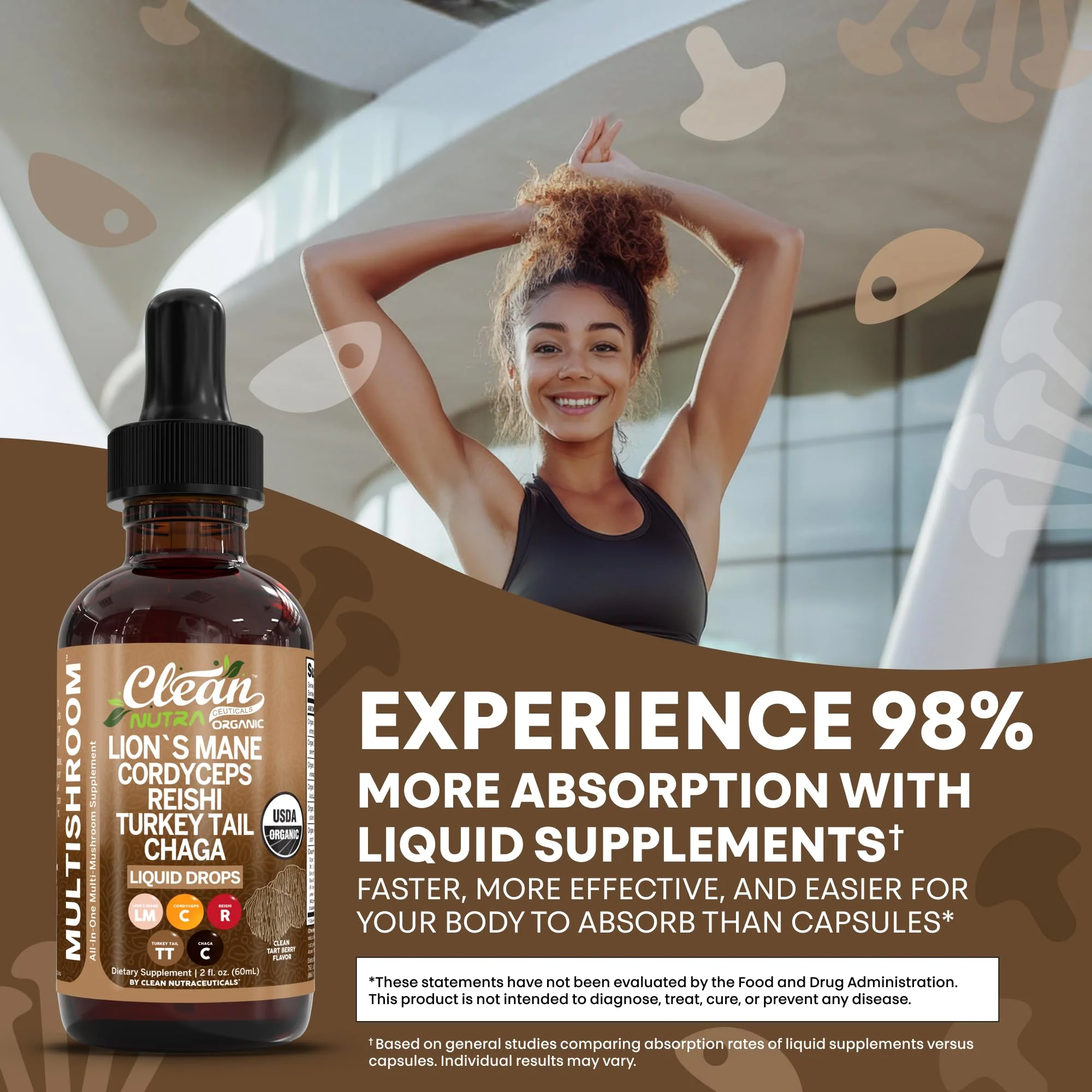 Clean Nutra Mushroom Liquid Drops | Lions Mane, Cordyceps, Reishi & Turkey Tail - Image 16