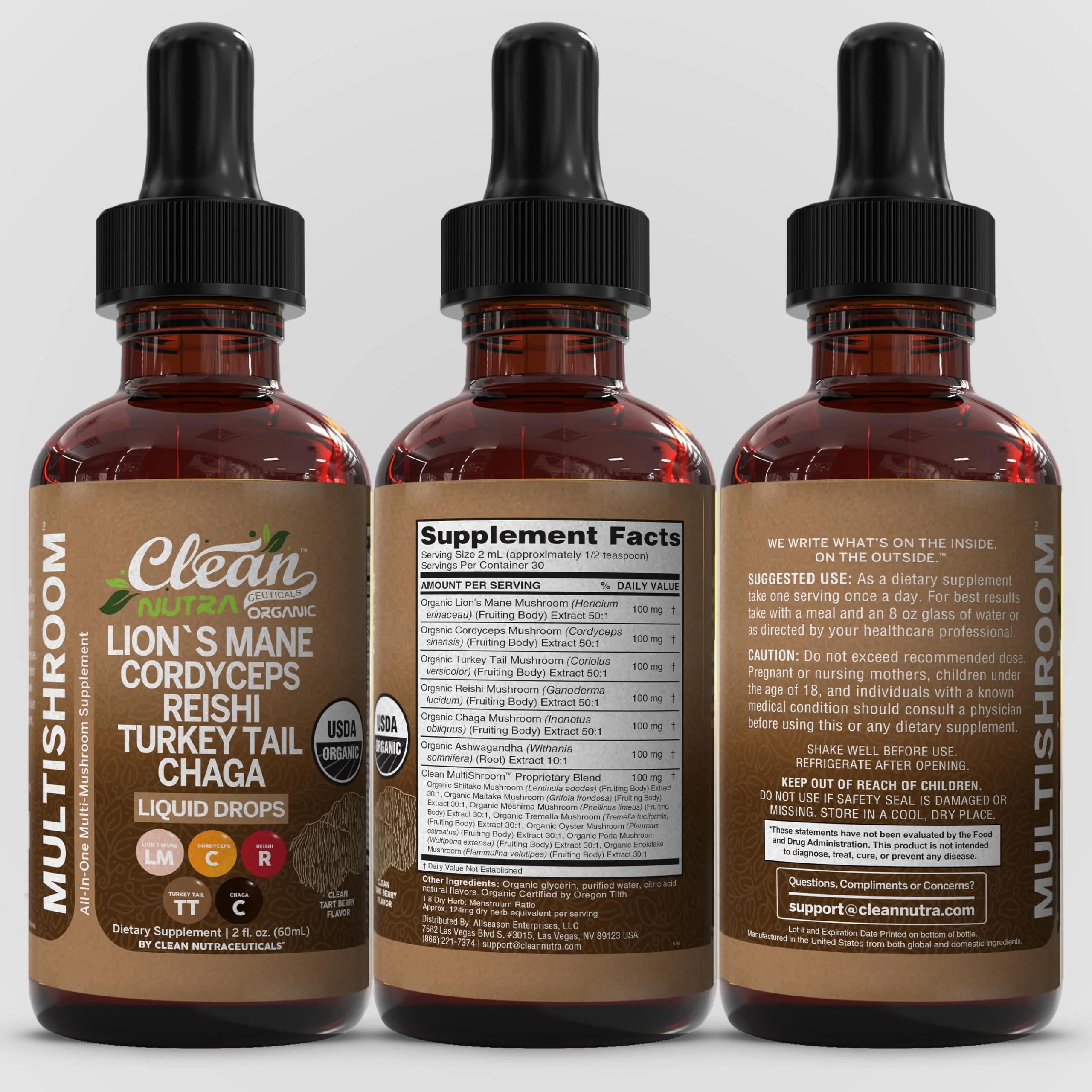 Clean Nutra Mushroom Liquid Drops | Lions Mane, Cordyceps, Reishi & Turkey Tail - Image 18
