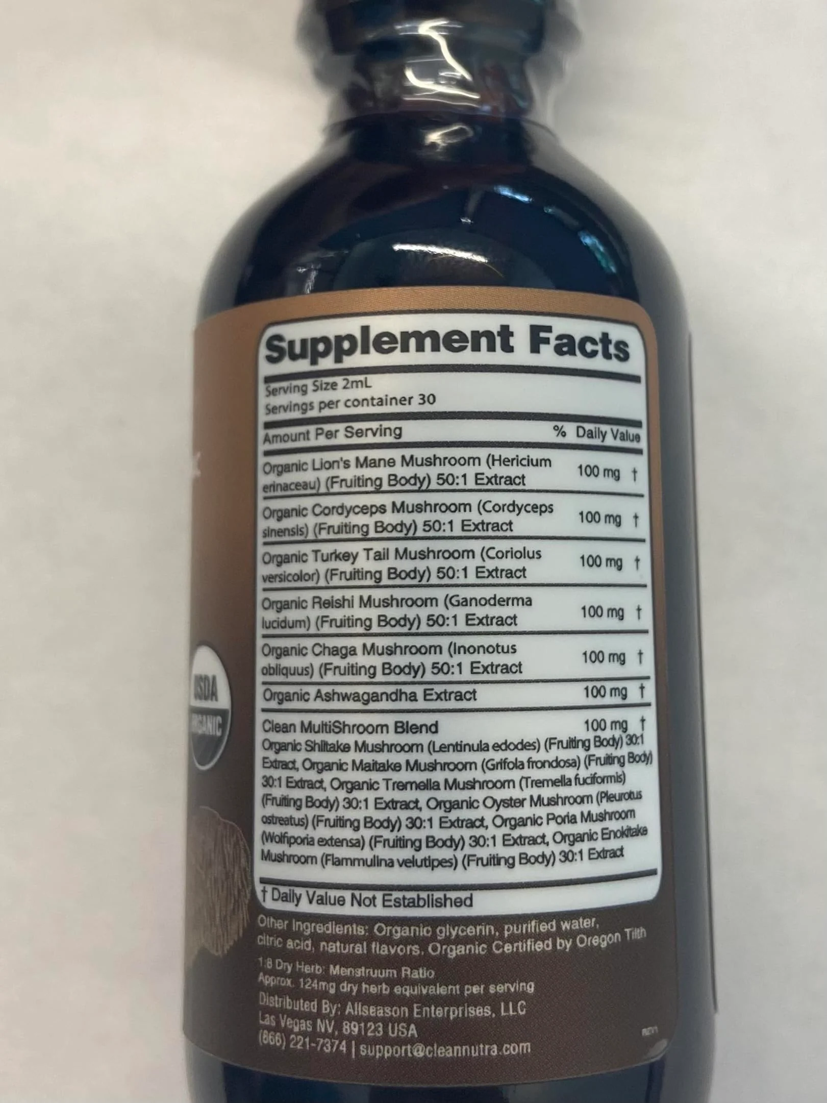Clean Nutra Mushroom Liquid Drops | Lions Mane, Cordyceps, Reishi & Turkey Tail - Image 3