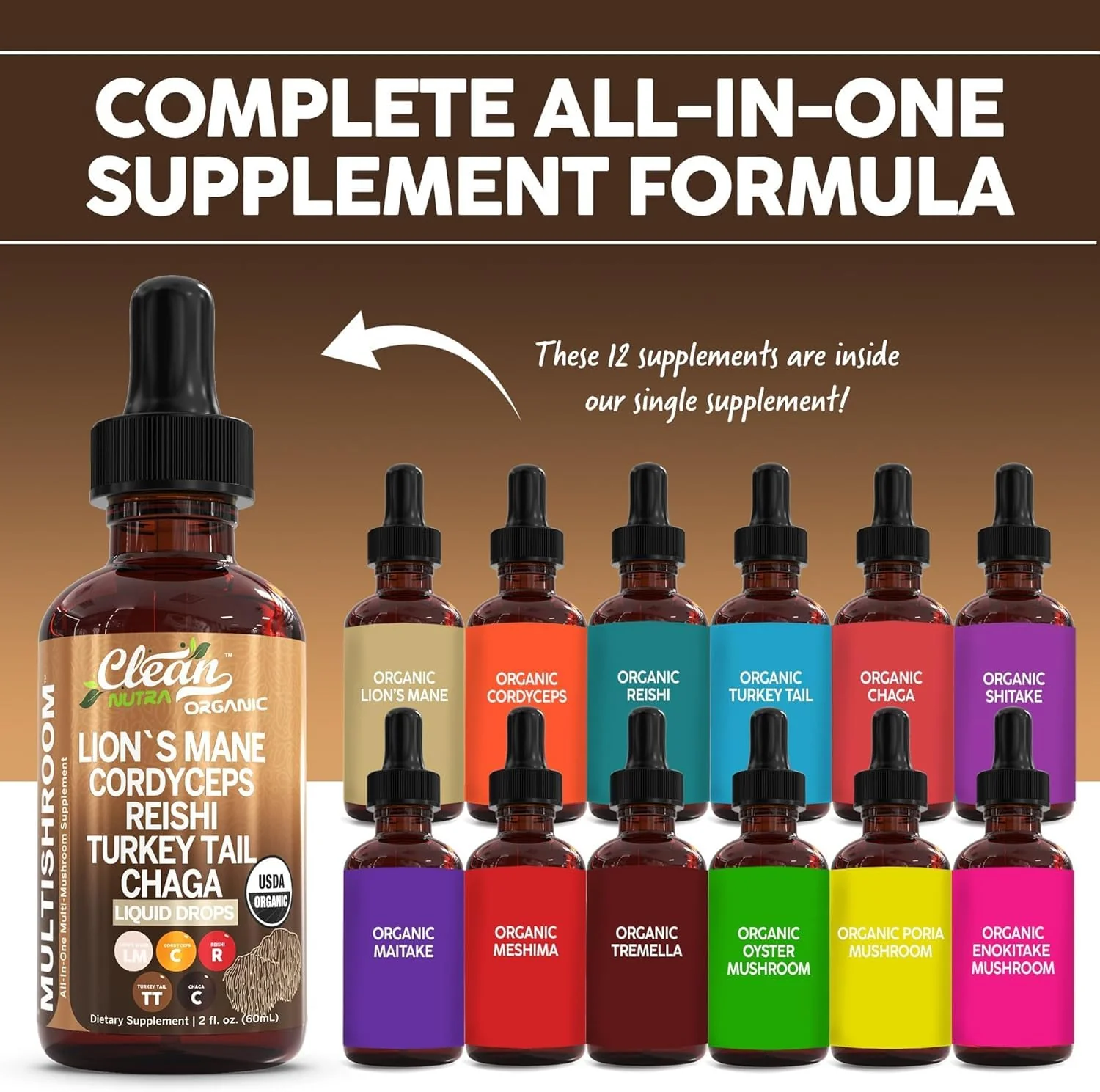 Clean Nutra Mushroom Liquid Drops | Lions Mane, Cordyceps, Reishi & Turkey Tail - Image 4